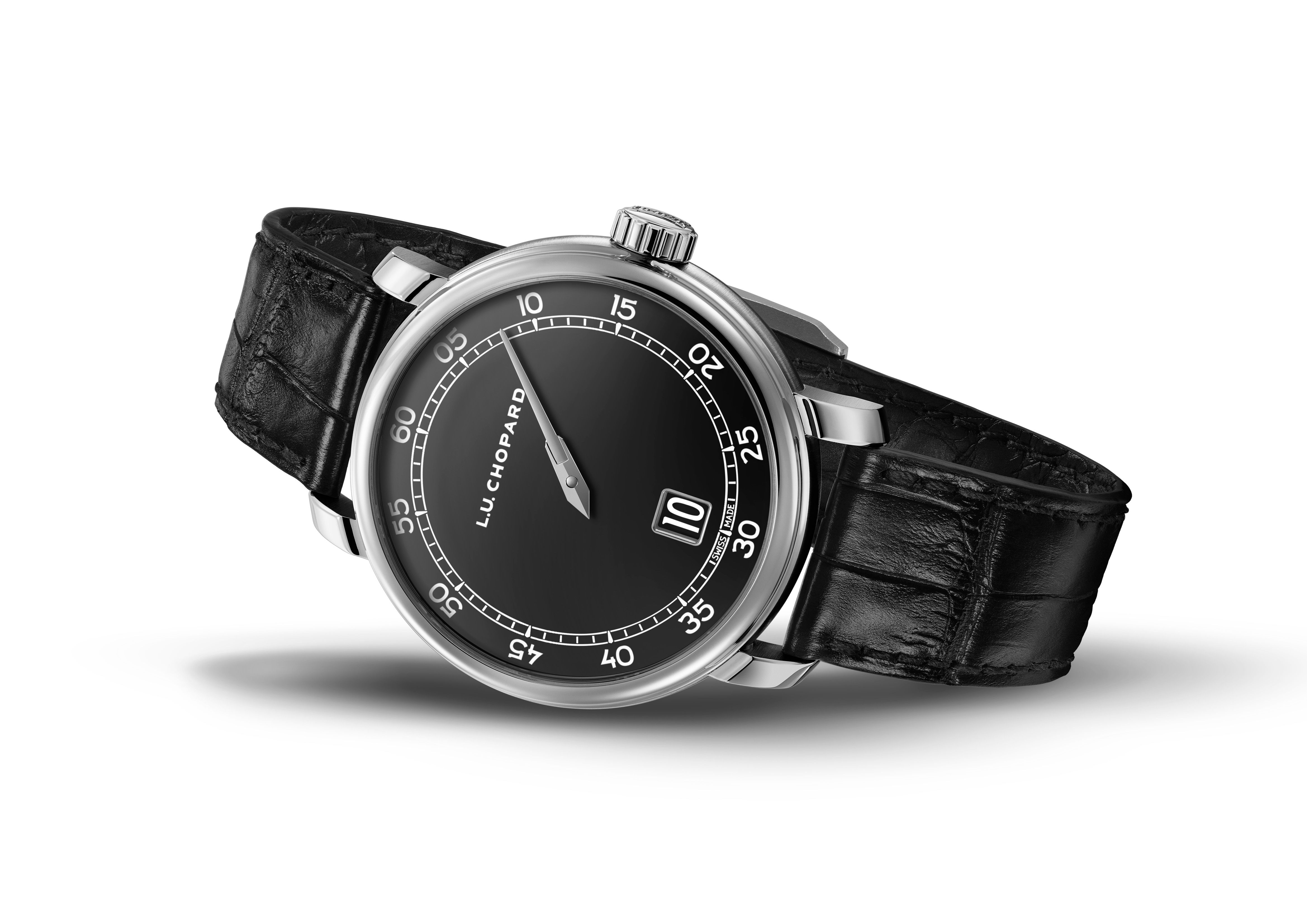 Watches And Wonders 2024: Marking The Jumping Hours With The Chopard L.U.C Quattro Spirit 25 In Black Grand Feu Enamel Dial