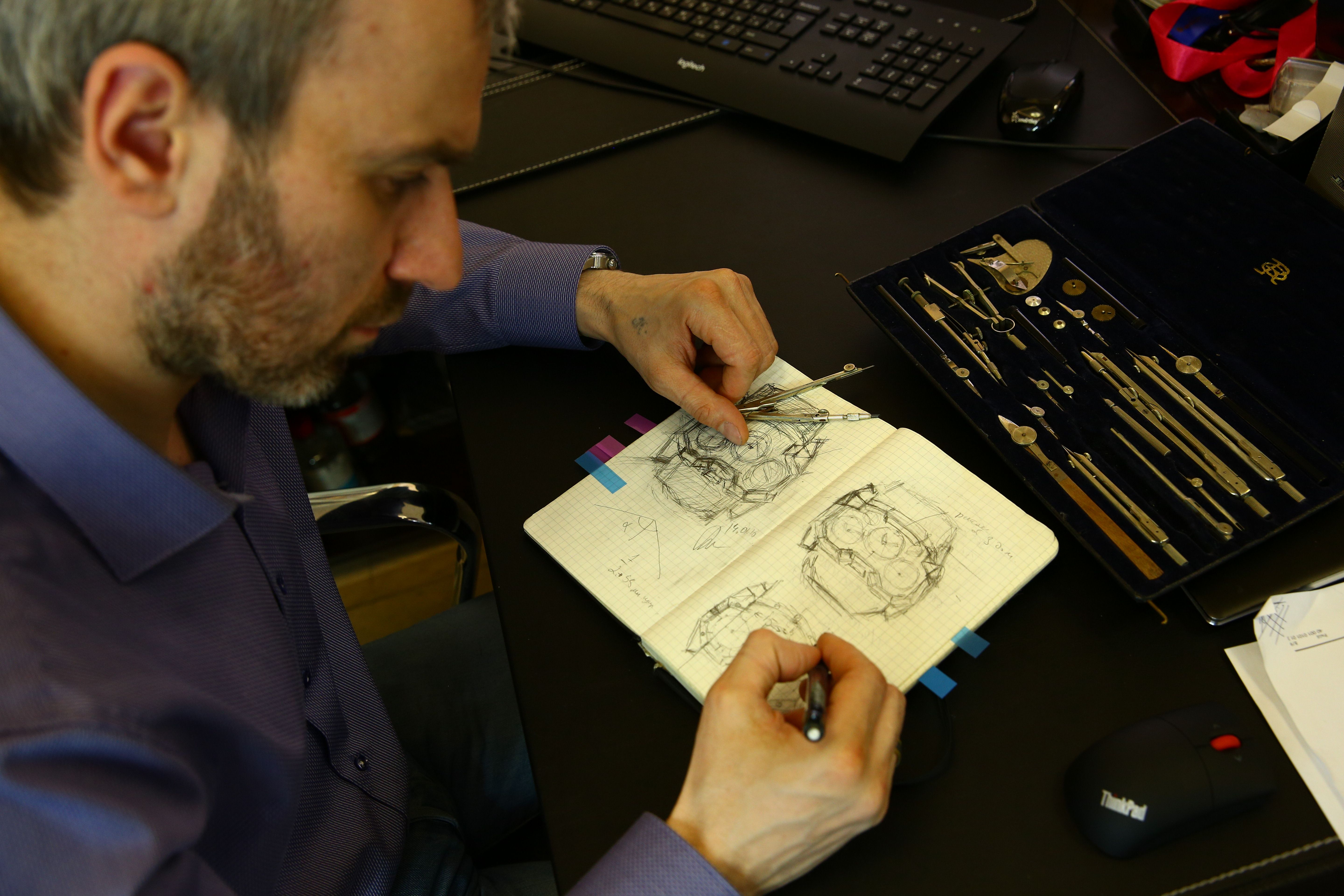 Konstantin Chaykin working on a sketch