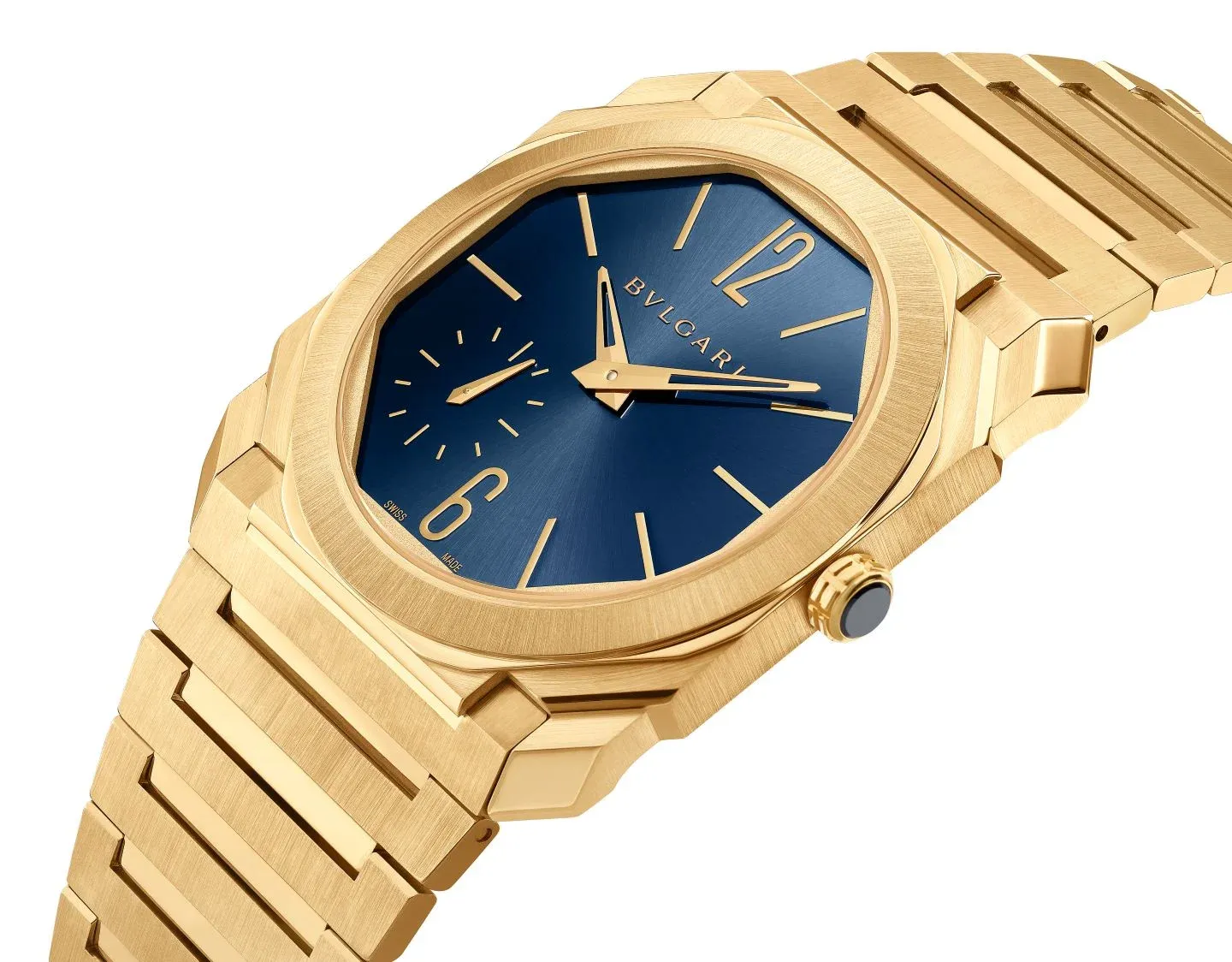 The Octo Finissimo Yellow Gold with sunray blue dial