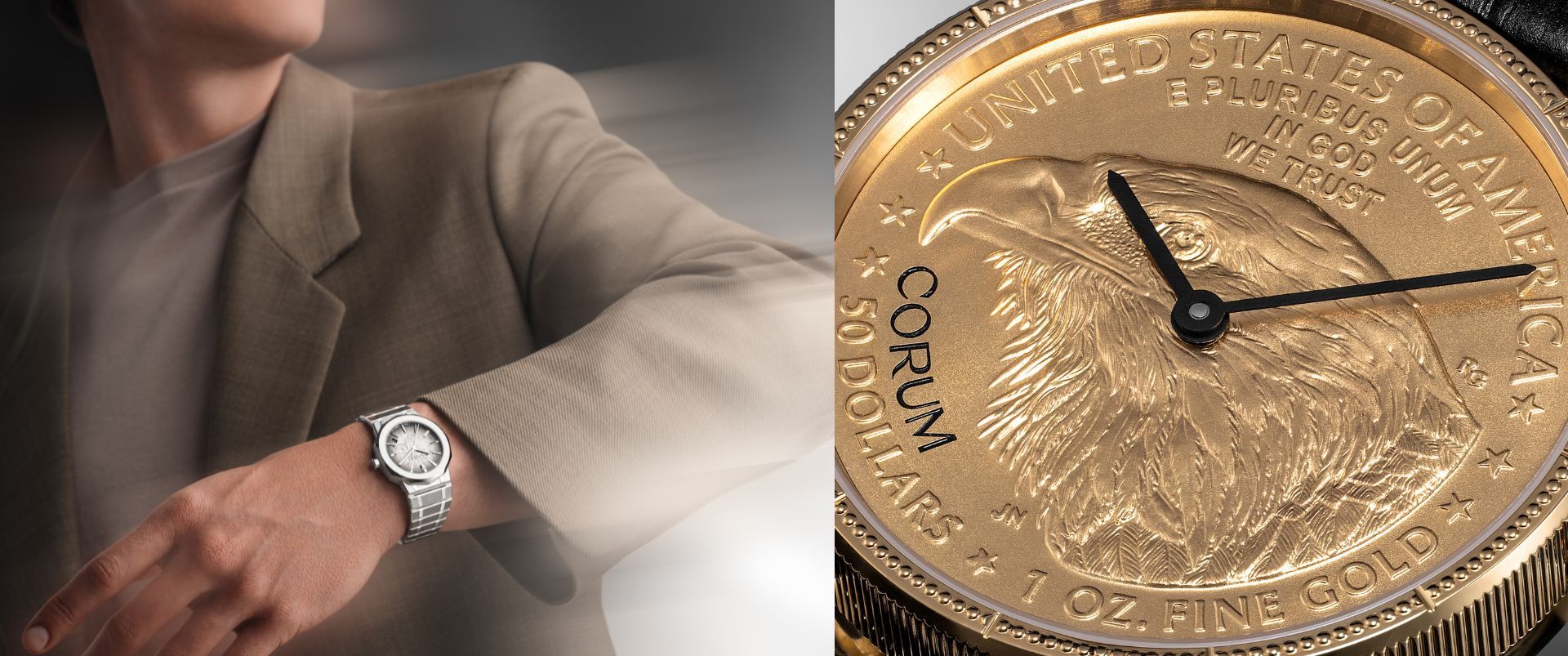 Corum Coin watch on wrist showcasing luxury watch design and craftsmanship