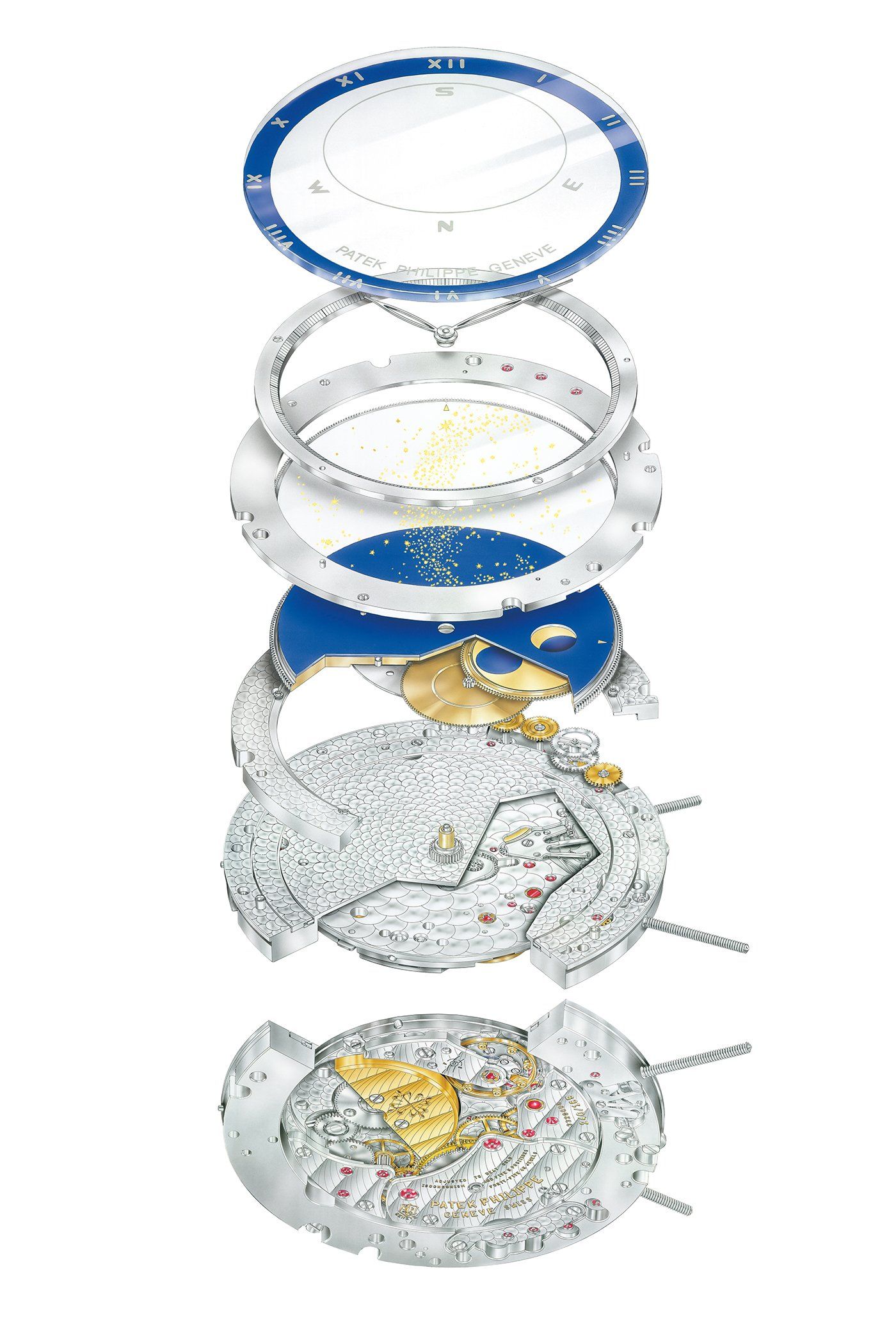 Construction of the Patek Philippe 5102 Sky Moon Celestial..jpg