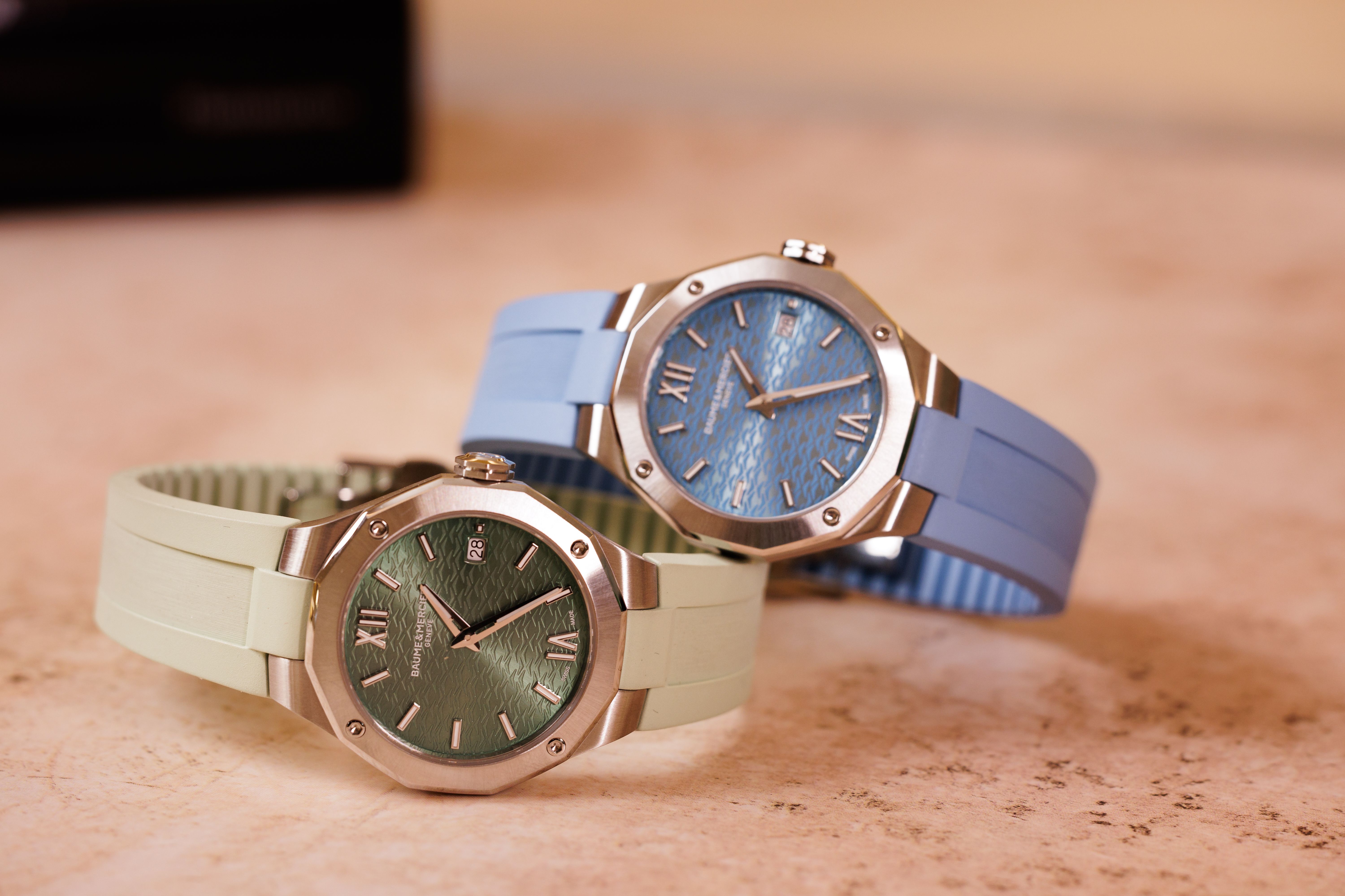 The 36mm blue and green versions of the Riviera 