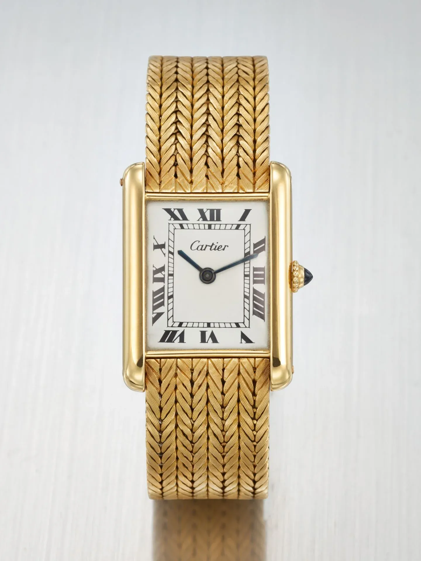 Cartier ‘Tank Louis’ ultra-thin, case and bracelet in 18K gold, signed Cartier London, 1971