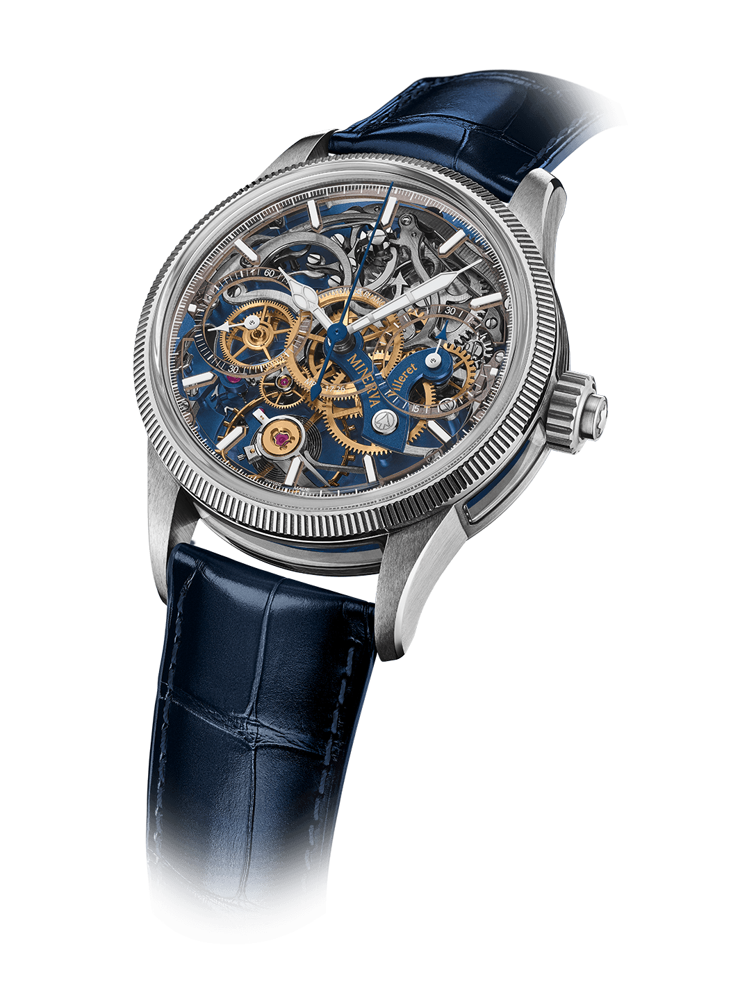 The Unveiled Minerva Monopusher Chronograph has a case with display windows