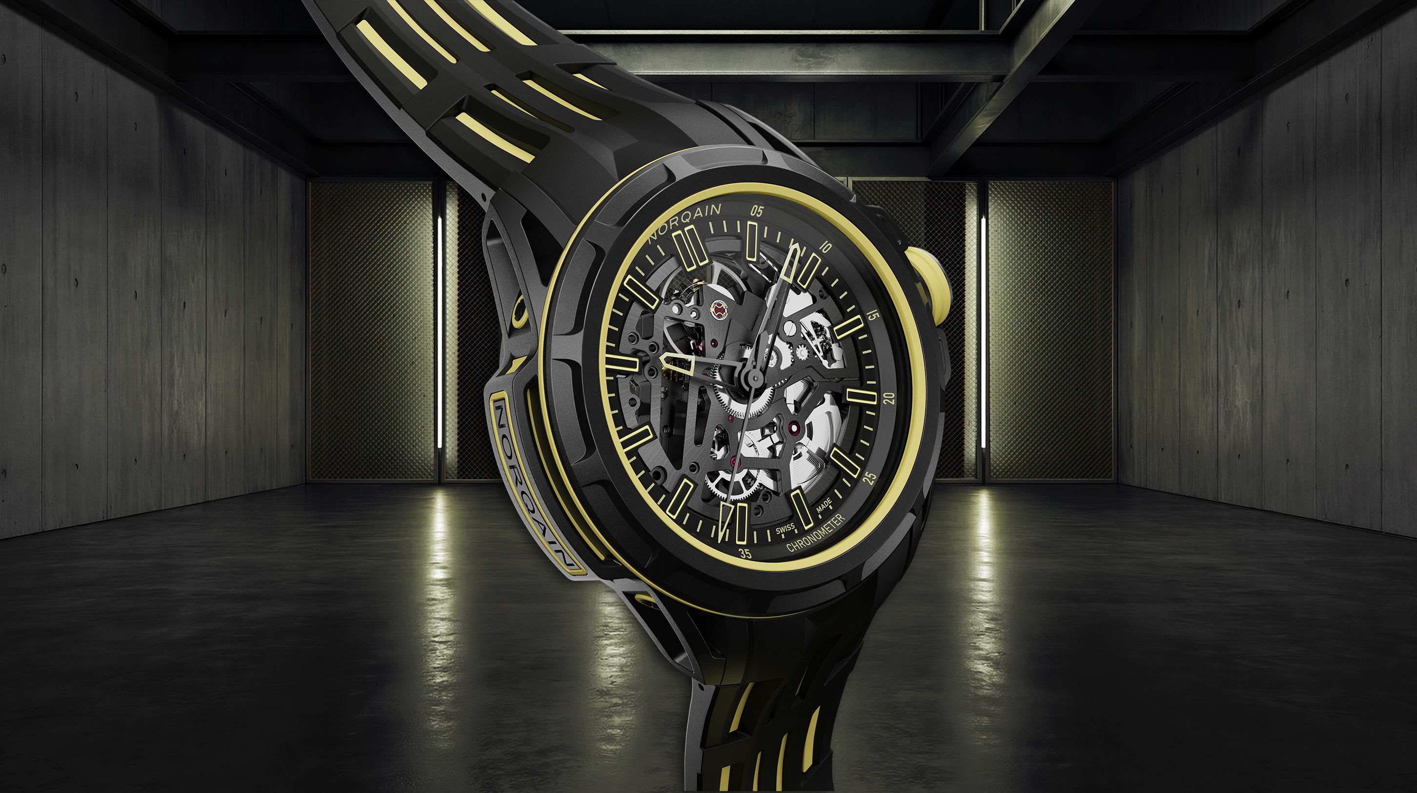 Norqain Wild ONE Skeleton X Lite watch with lightweight case and openworked dial design