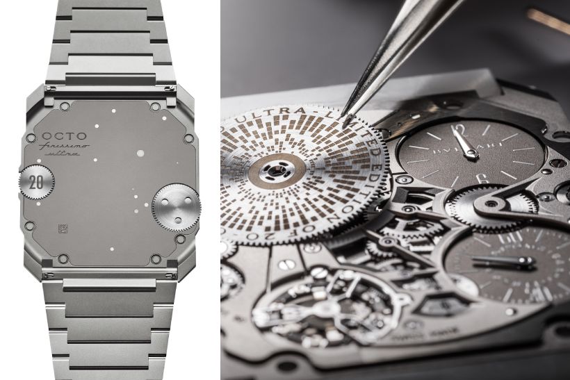 The watch uses the case back as the movement mainplate on which all of its 170 components are assembled.