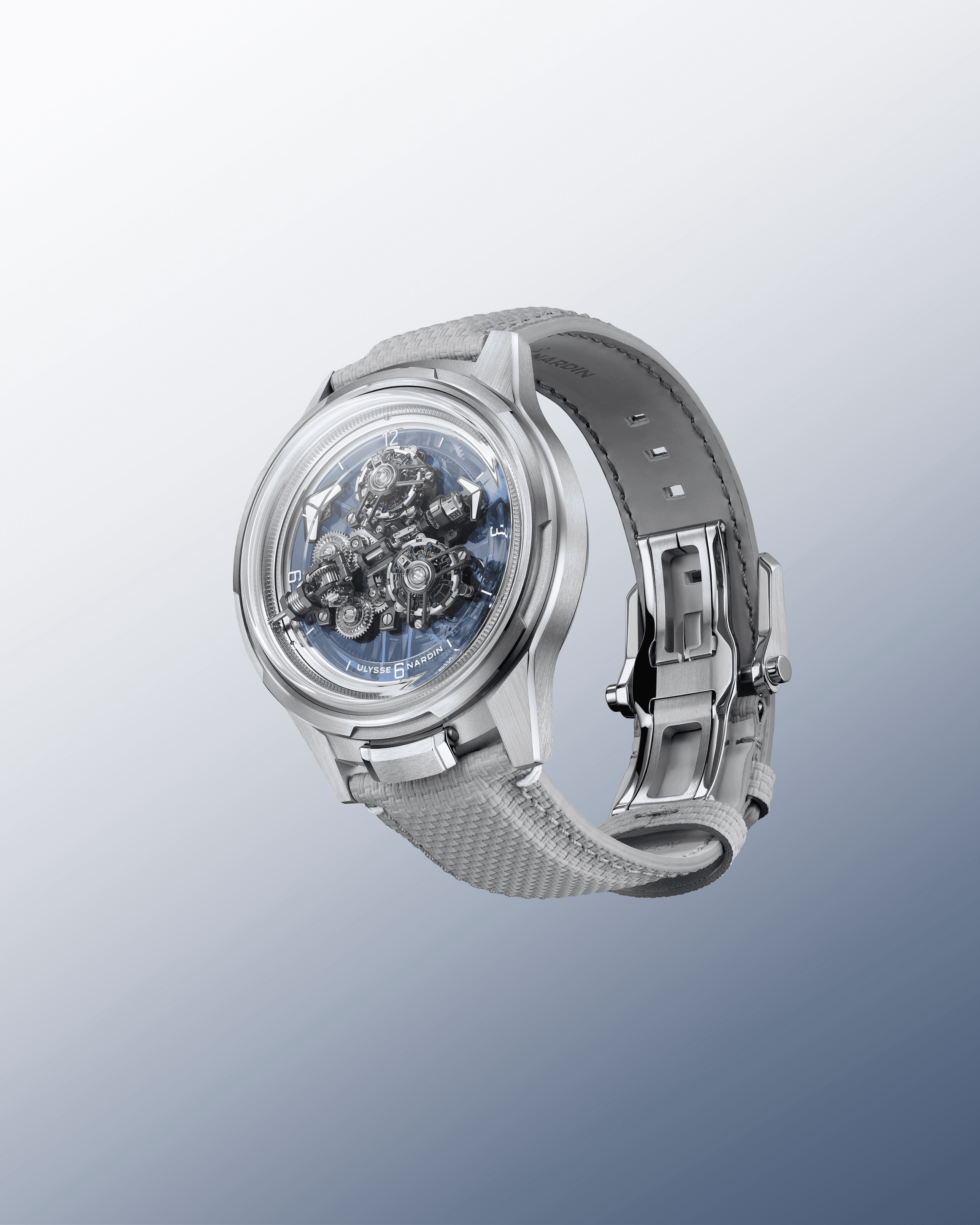 Ulysse Nardin Super Freak luxury openworked flying tourbillon watch with futuristic skeletonized movement design