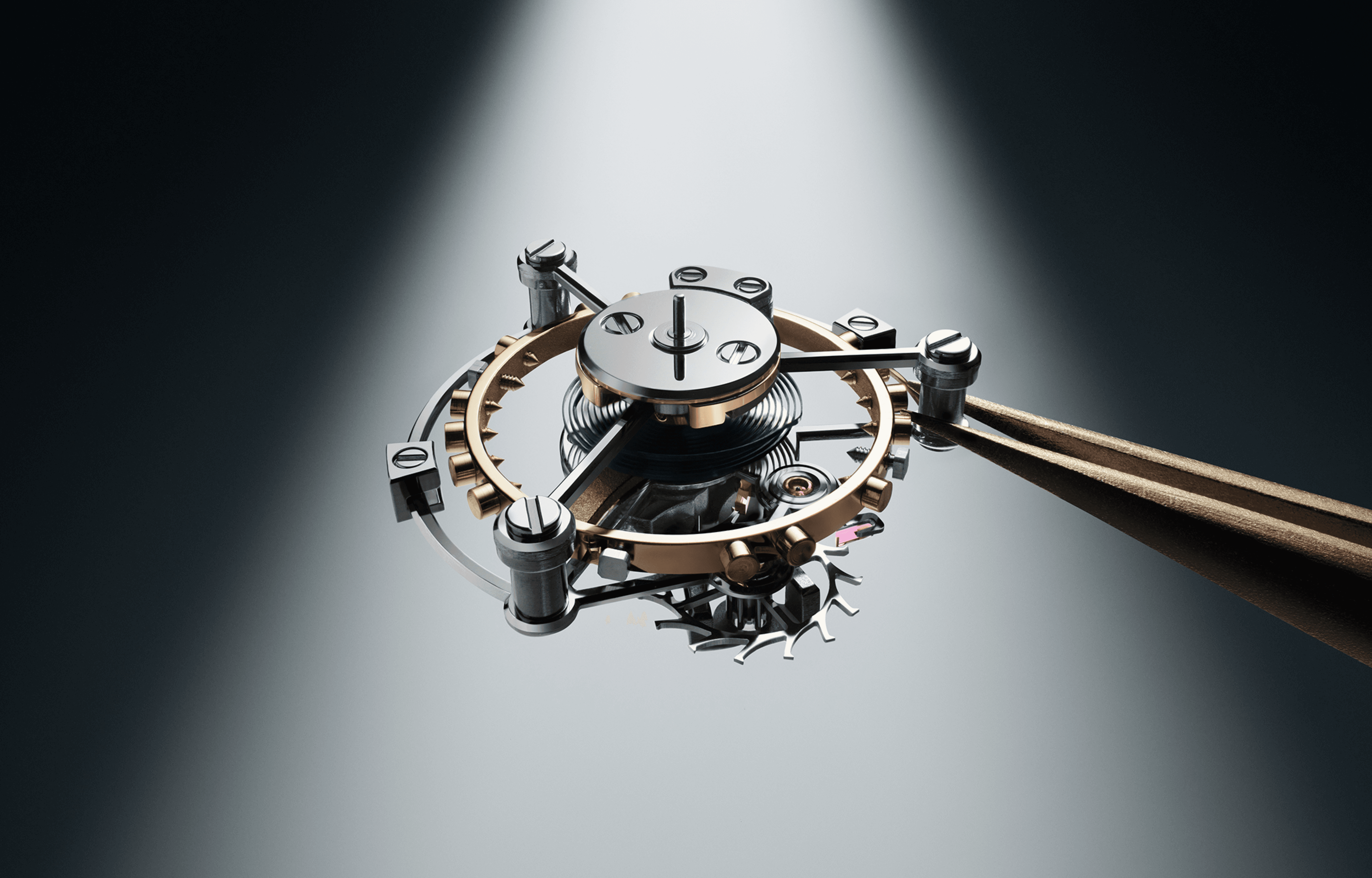 Close-up of the Breguet tourbillon regulator commemorating the 225th anniversary of Abraham-Louis Breguet's revolutionary 1801 tourbillon patent