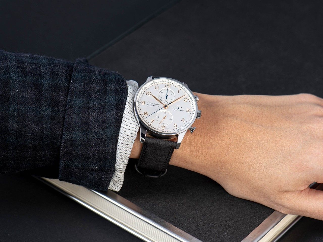 The Portugieser Chronograph (Ref. IW371604) feat. the new IWC TimberTex watch strap in black