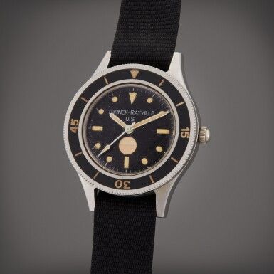 Tornek Rayville Reference TR-900 A stainless steel anti-magnetic diver's wristwatch with humidity indicator, Made for the U.S. Navy, Circa 1966 Image credits Sothebys.jpg