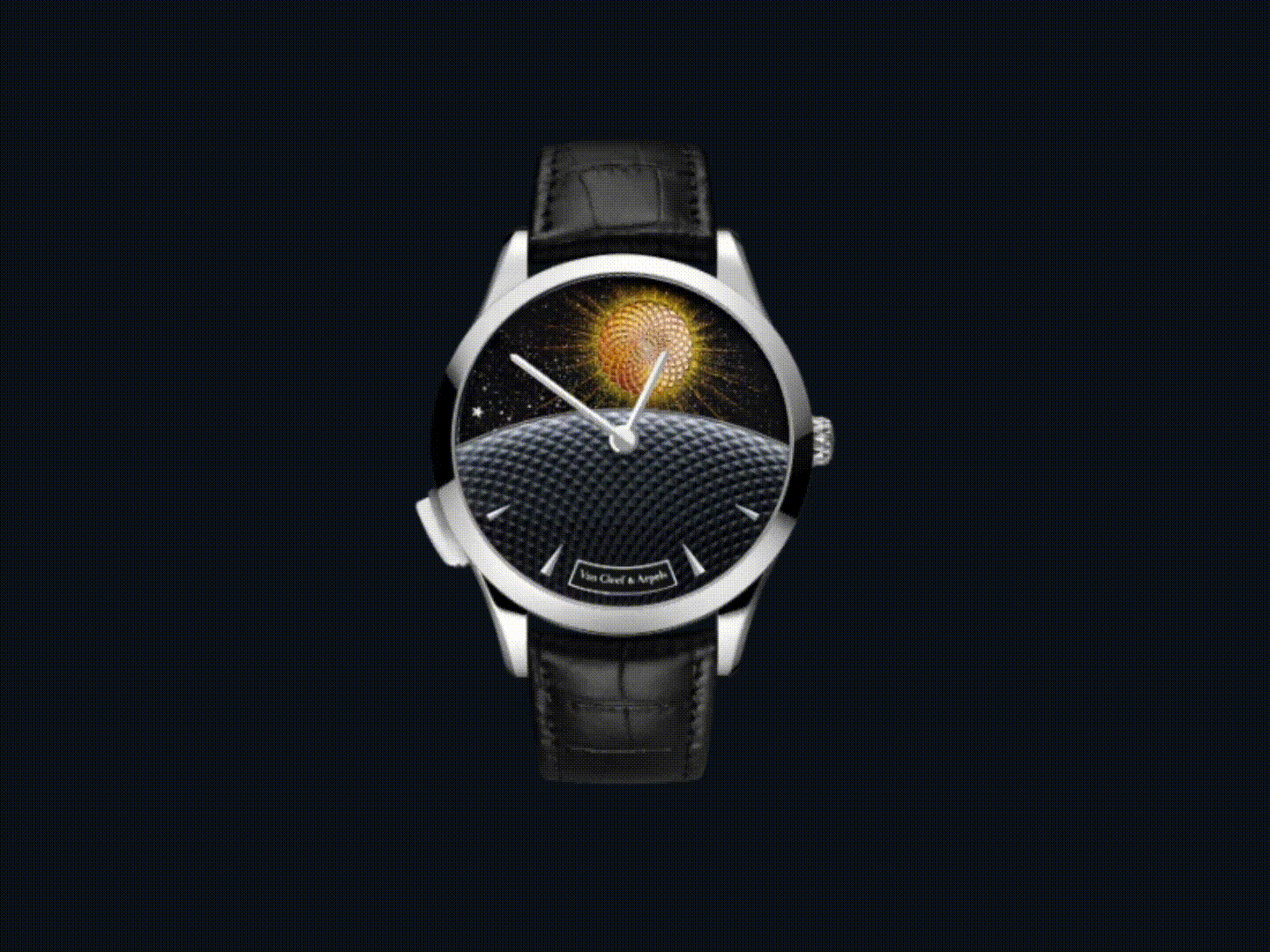 Van Cleef Arpels Midnight Jour Nuit animated moonphase display showing rotating day night and celestial complication