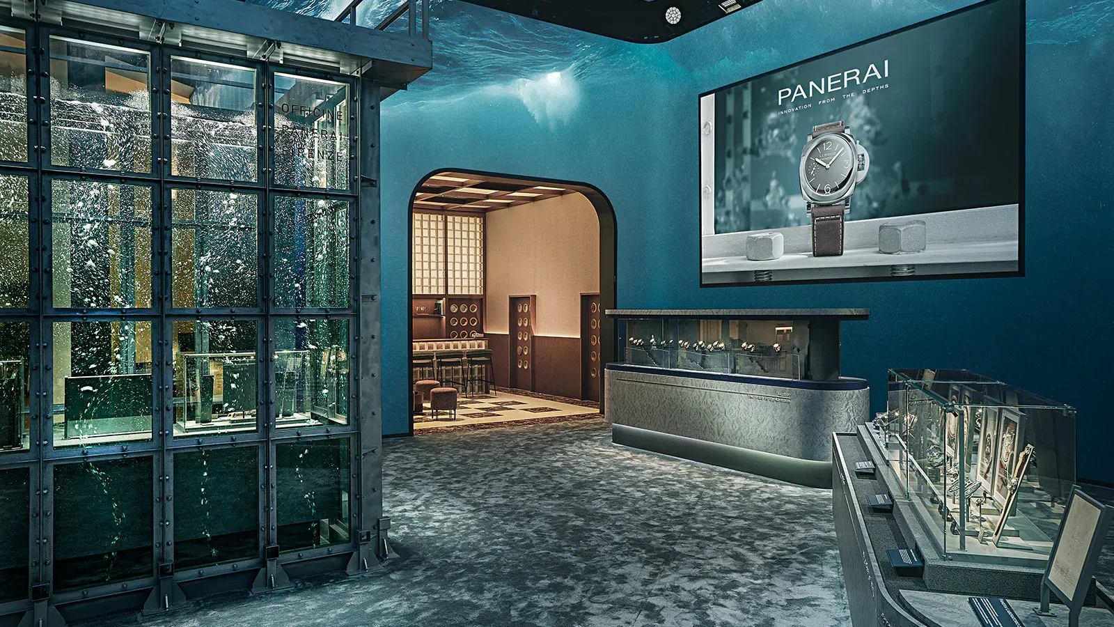 Panerai booth at Watches and Wonders 2026 featuring luxury Swiss sports watches and immersive brand design