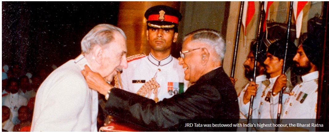 JRD Tata Getting the Bharat Ratna