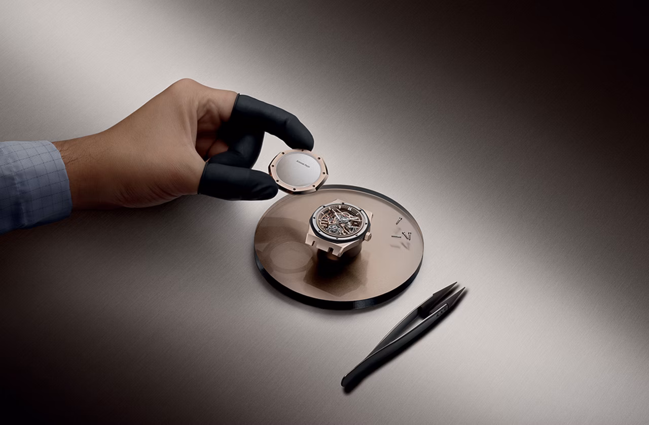 Handcrafted skeletonized watch movement demonstrating traditional openworked watchmaking techniques and visible mechanical architecture