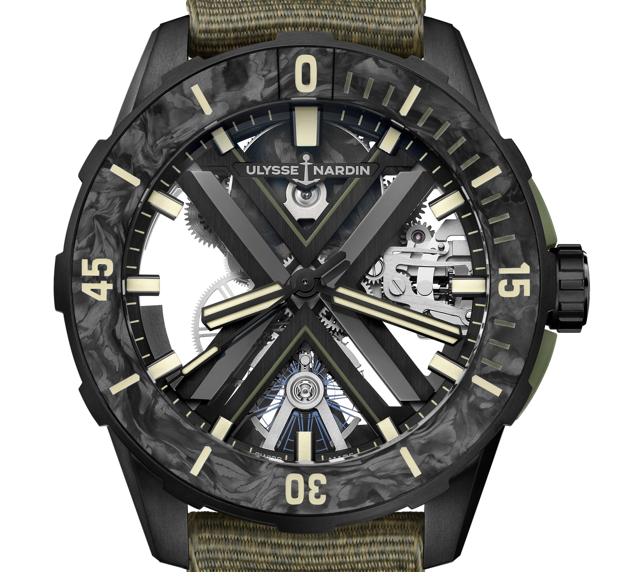 The dial of the Diver X Skeleton OPS