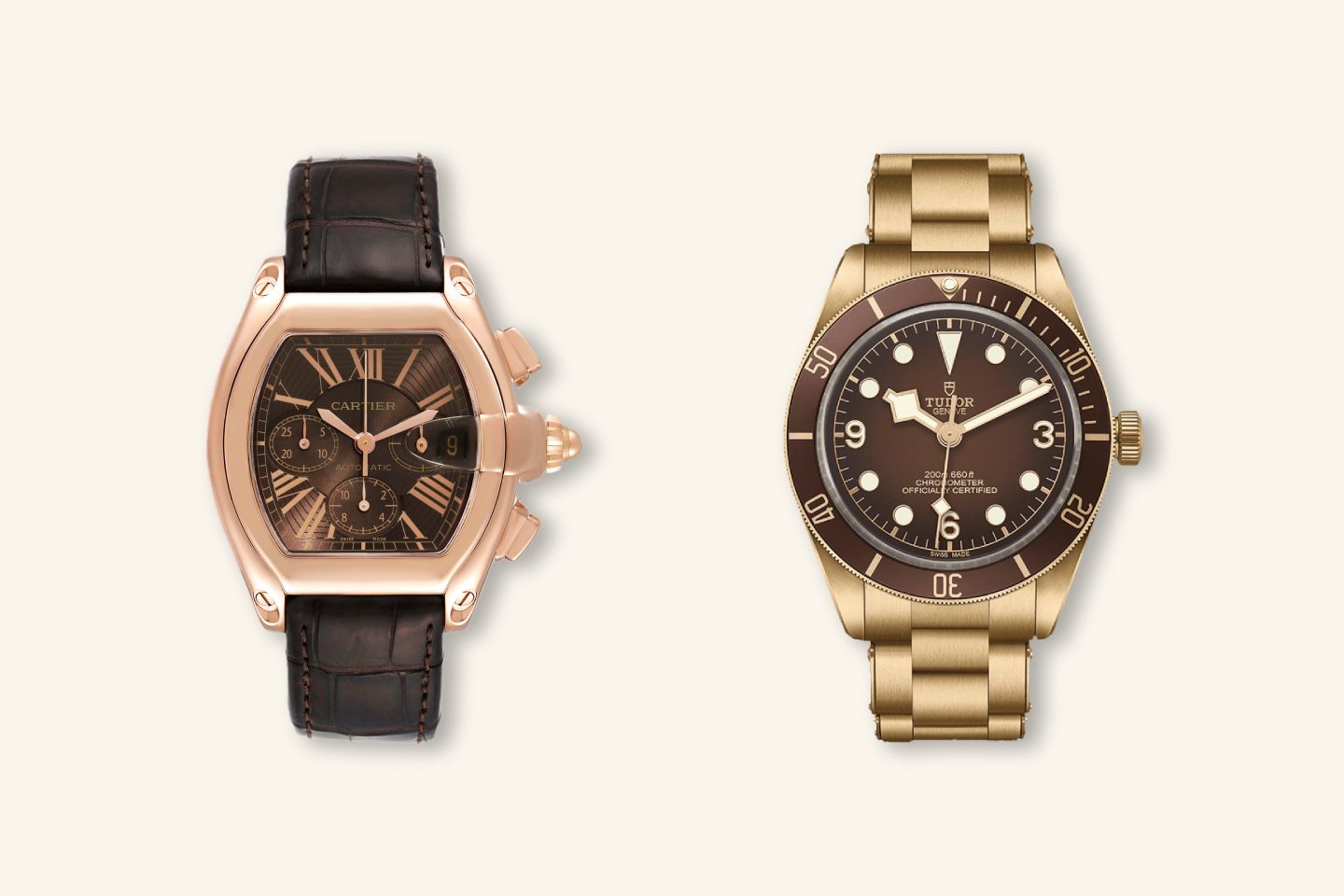 Cartier Roadster XL Chronograph and the Tudor Black Bay 58 Bronze