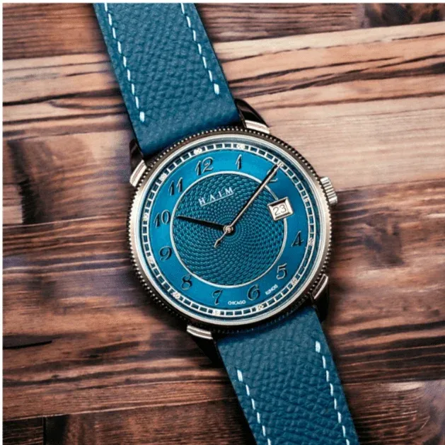 Haim Watch Co. Dark Cobalt dial is an elegant navy blue