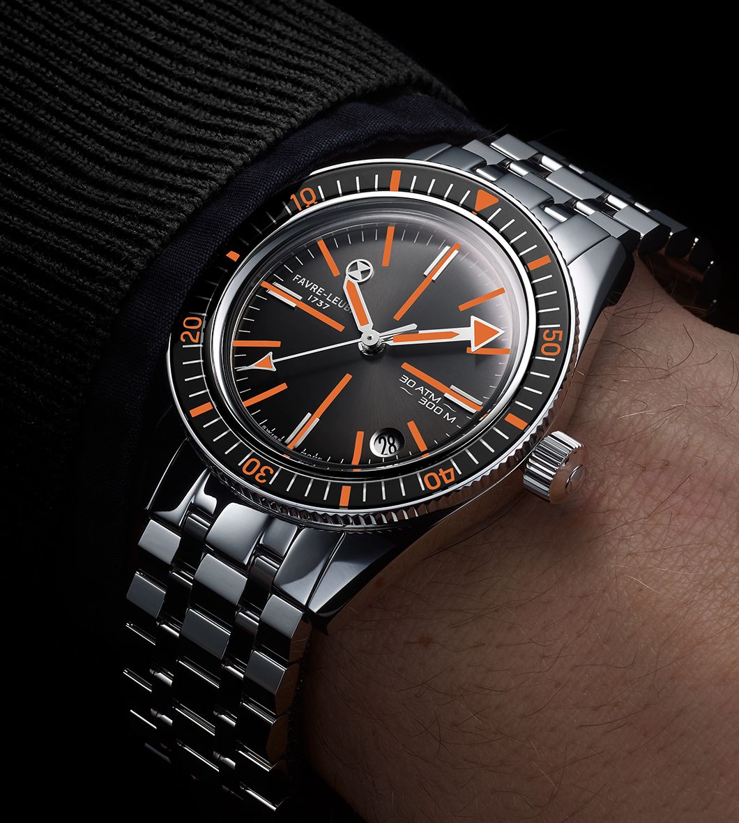 Favre-Leuba dive watch on stainless steel bracelet highlighting why metal bracelets are the safest option for monsoon watch wear