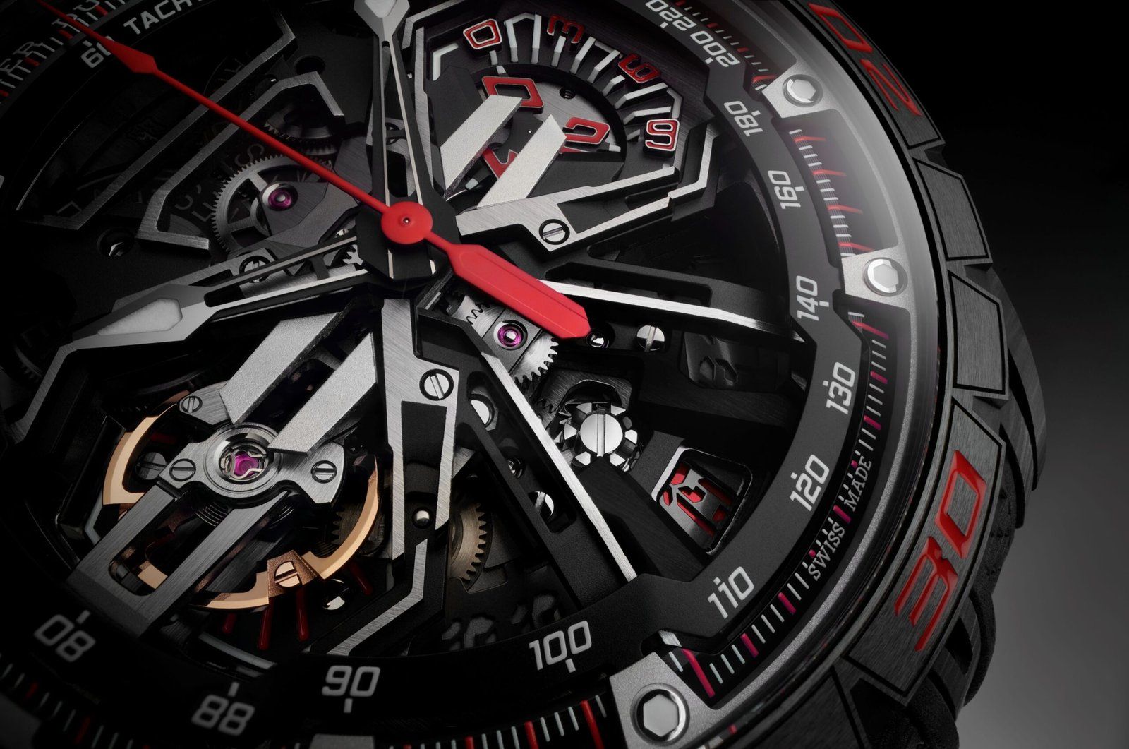 The Excalibur Spider Flyback Chronograph Dial Close Up