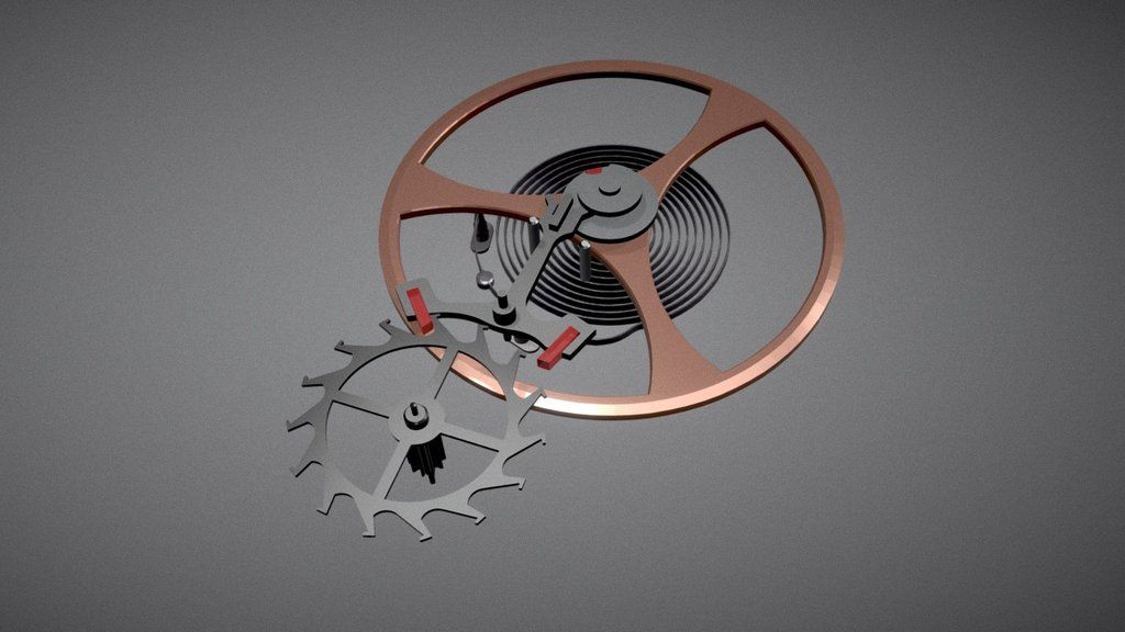 Swiss Lever Escapement used in a mechanical watch, source - C. Yamahata, Sketchfab.com