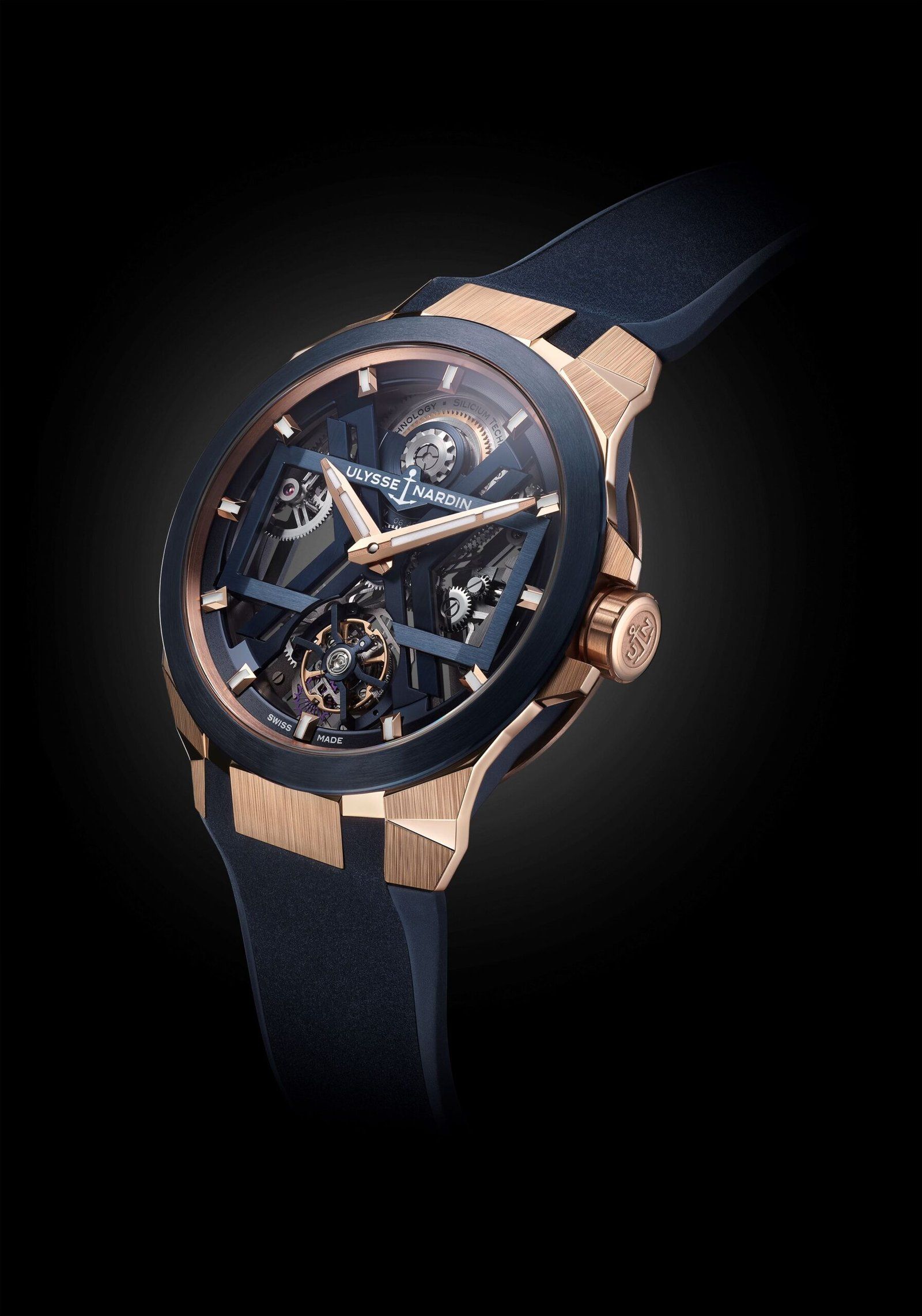 The Blast Tourbillon Blue & Gold marks the first-ever fusion of fiery rose gold and blue