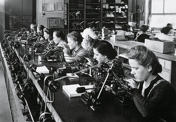 Women working in the Oris escapement production in 1938