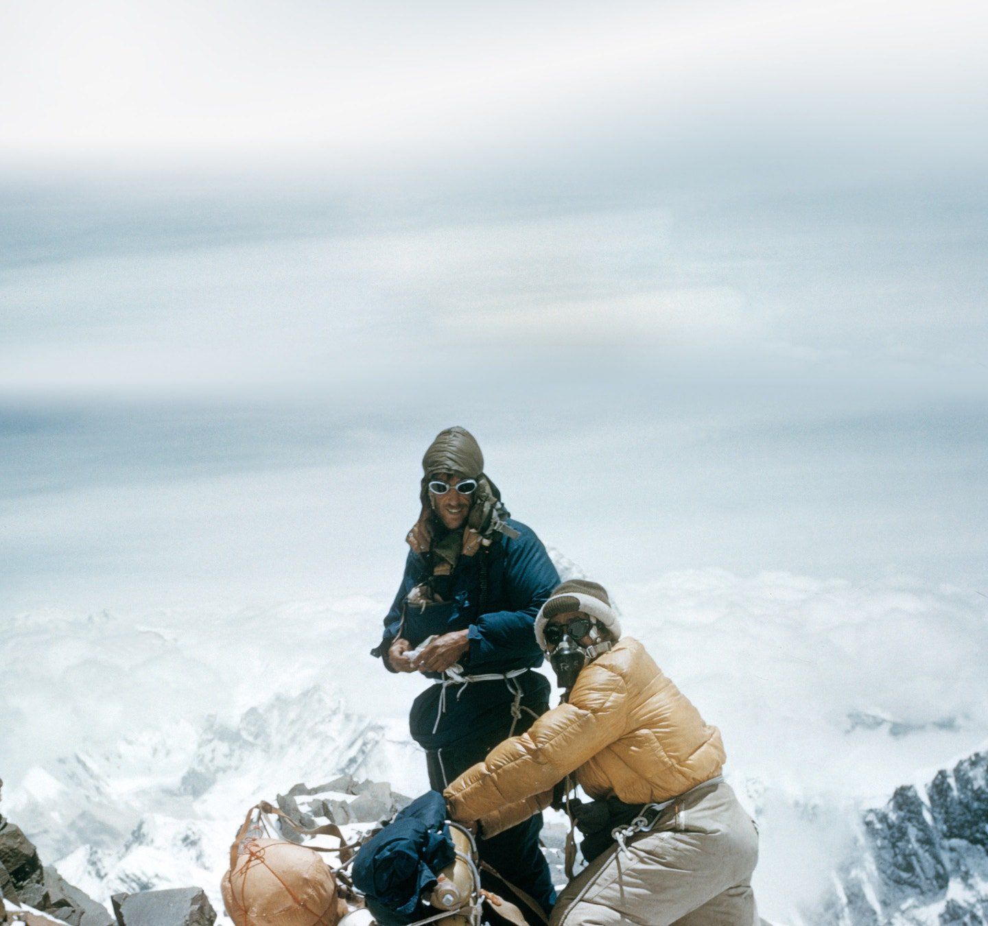 Edmund Hillary and Tenzing Norgay on Mt Everest in 1953