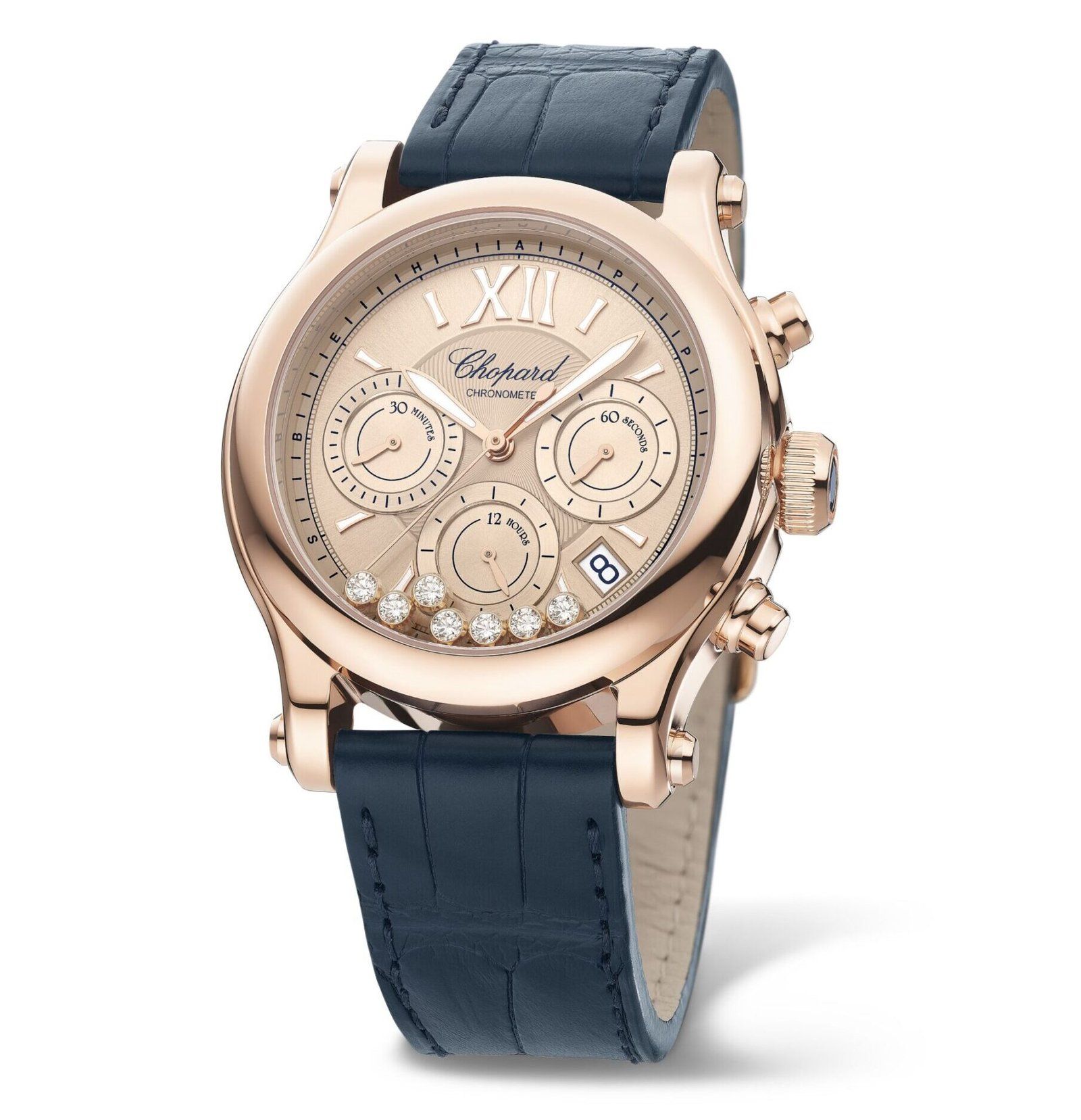Chopard Happy Sport Collection Shines As An Emblem For The Free-Spirited WomenThe matt midnight blue leather strap