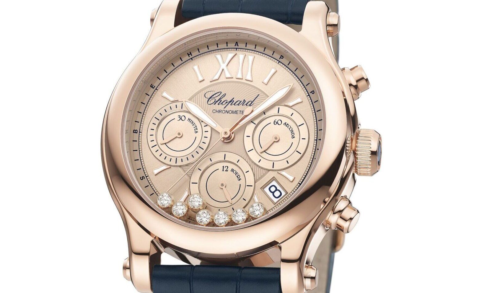 Chopard Happy Sport Collection Shines As An Emblem For The Free-Spirited WomenThe matt midnight blue leather strap