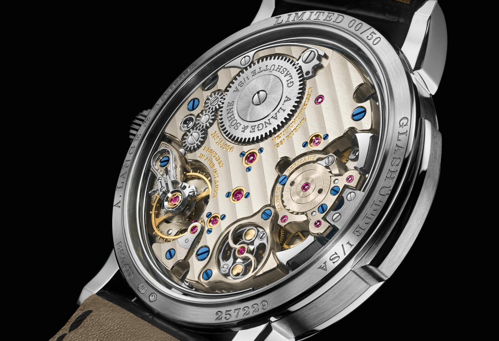 The caseback of the Richard Lange Minute Repeater showcasing the mechanism