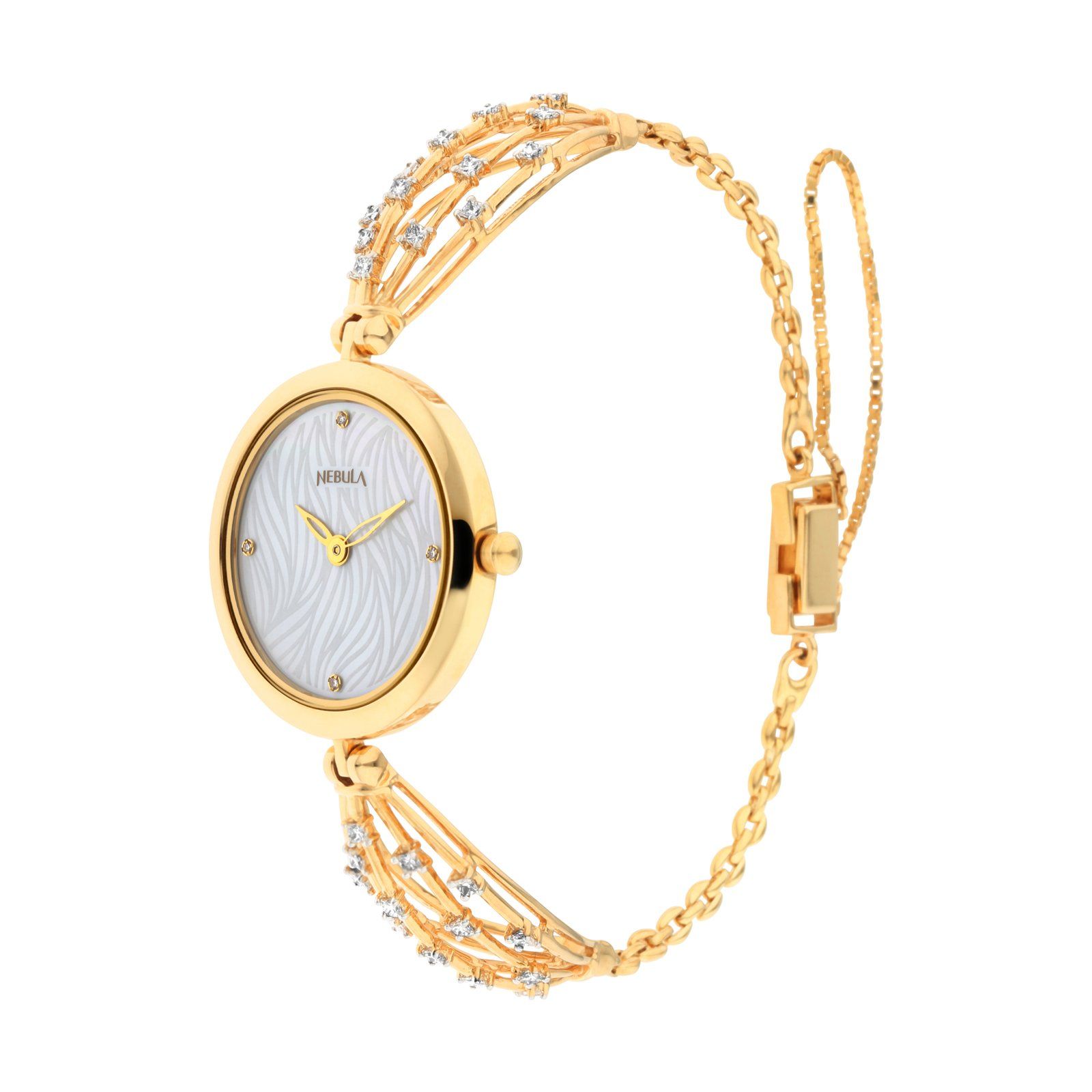 Ahilya by Nebula - 18K solid gold watch with a diamond-studded bracelet
