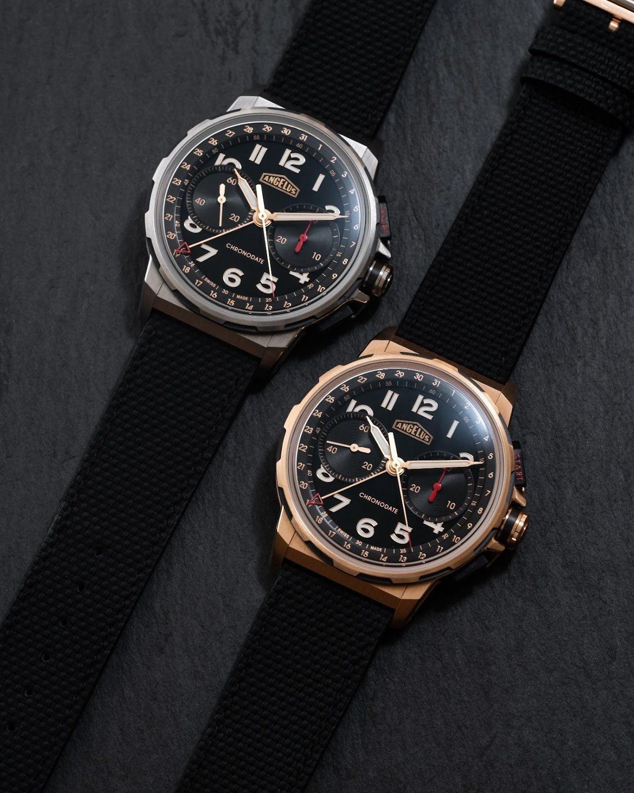 The Angelus Chronodate Red Gold and Titanium Models, launched at Watches & Wonders 2023