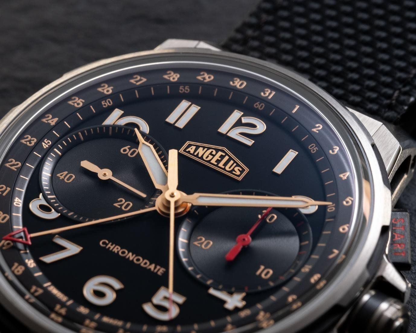 Angelus Chronodate dial face details