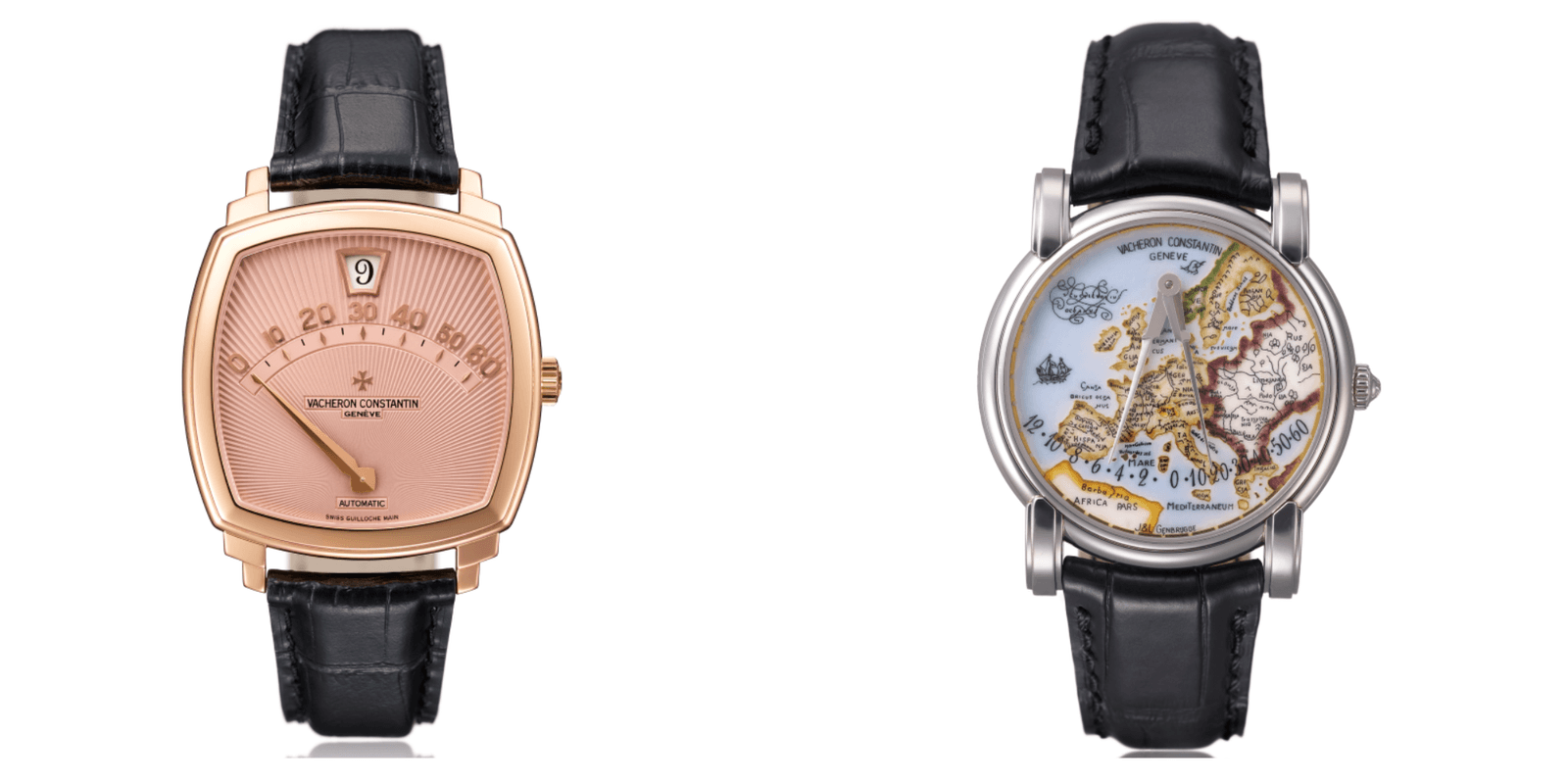 Saltarello pink gold watch, jumping hour display and retrograde minutes - 2000 and the Mercator platinum wristwatch, bi-retrograde display - 2001