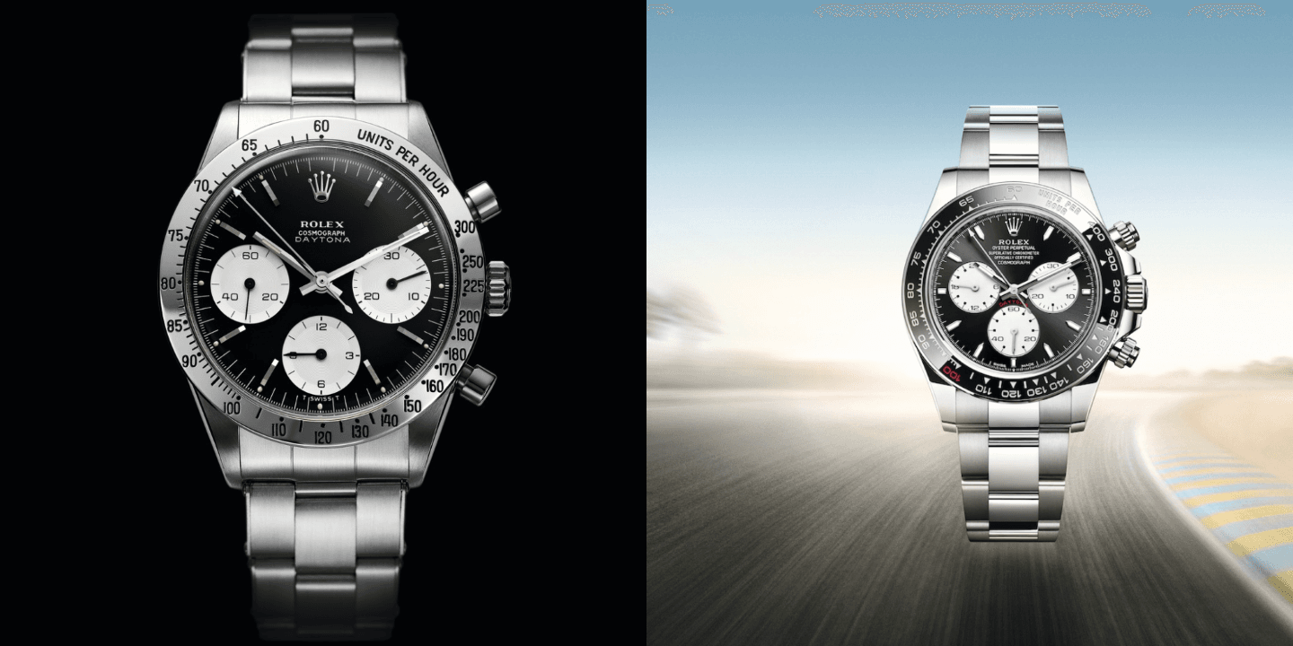 The first ever Rolex Cosmograph Daytona was made in 1963 on the right lies the current 100 year anniversary edition for 24 Hours of Le Mans. Simply put, both editions and all of them in between are certified iconic to say the least, find one collector who doesn’t want a Daytona, I’ll wait 
