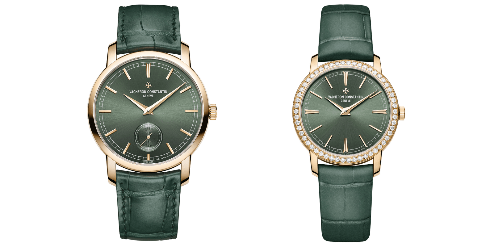 The Traditionnelle collection gets two models featuring a majestic green sunburst dial and a pink gold case