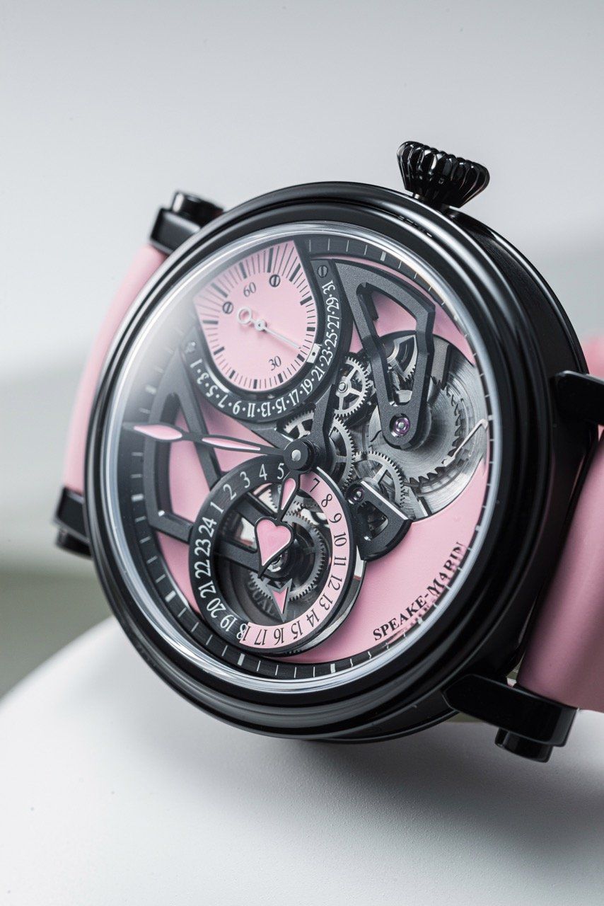 Speake-Marin Dual Time Pink with its distinctive pastel pink elements