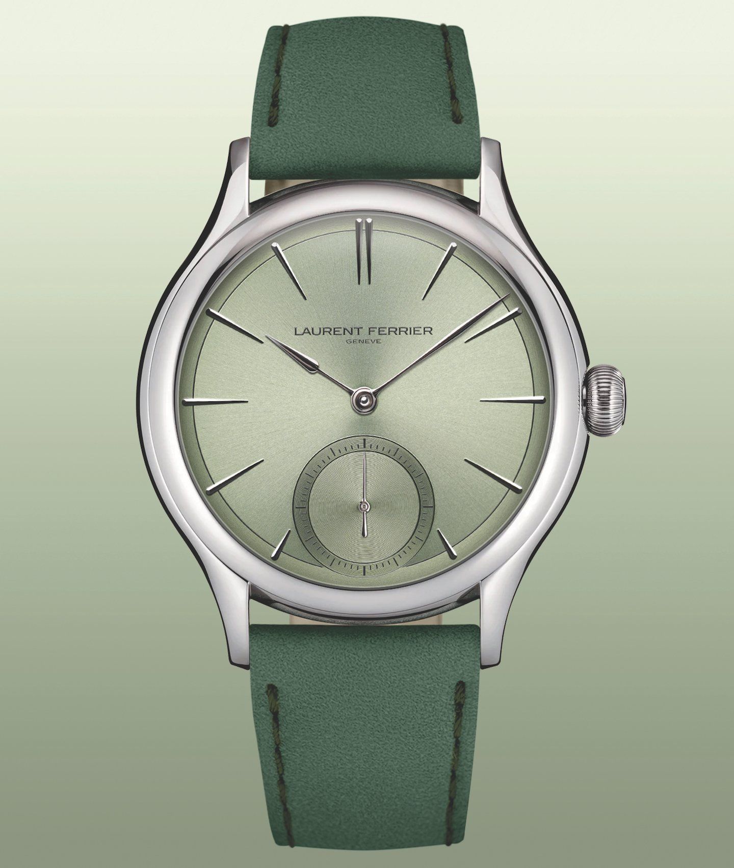 Laurent-Ferrier_Classic-Micro-Rotor_Magnetic-Green-Soldat-Front_Green-Background_HD_CMYK