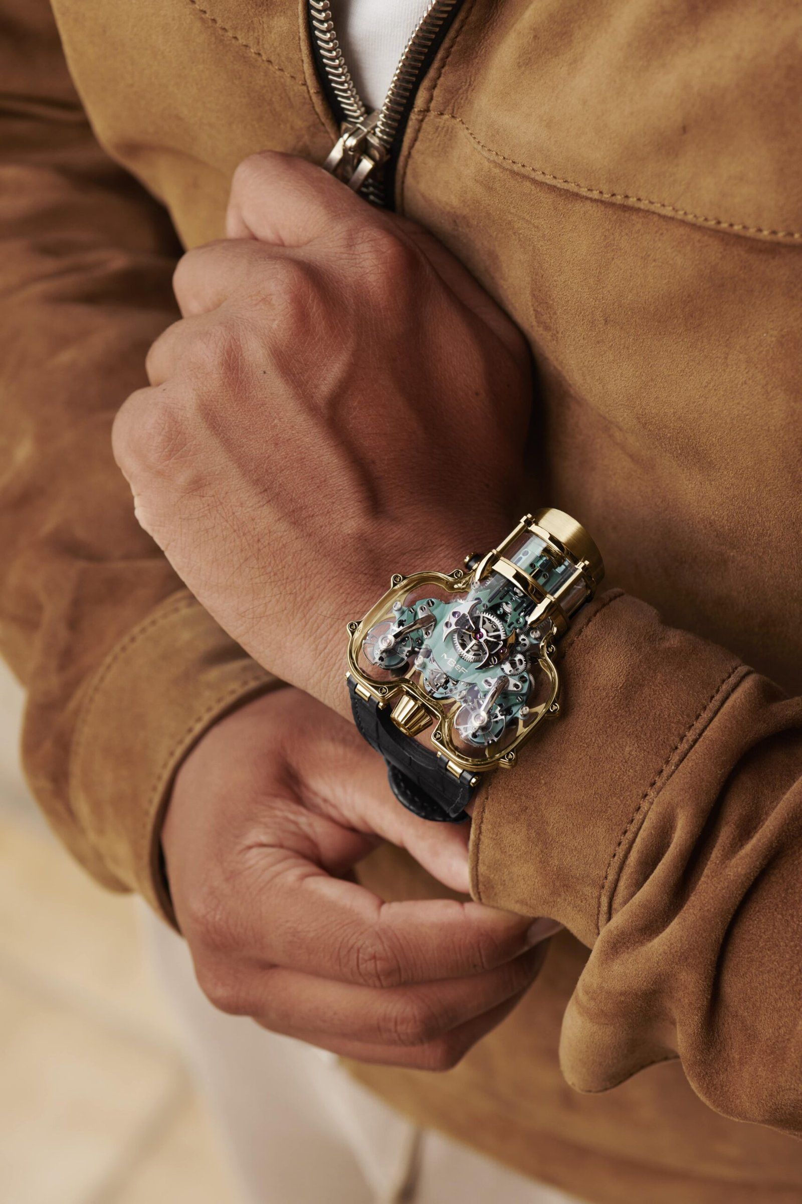 The HM9-Sapphire Vision Green on wrist