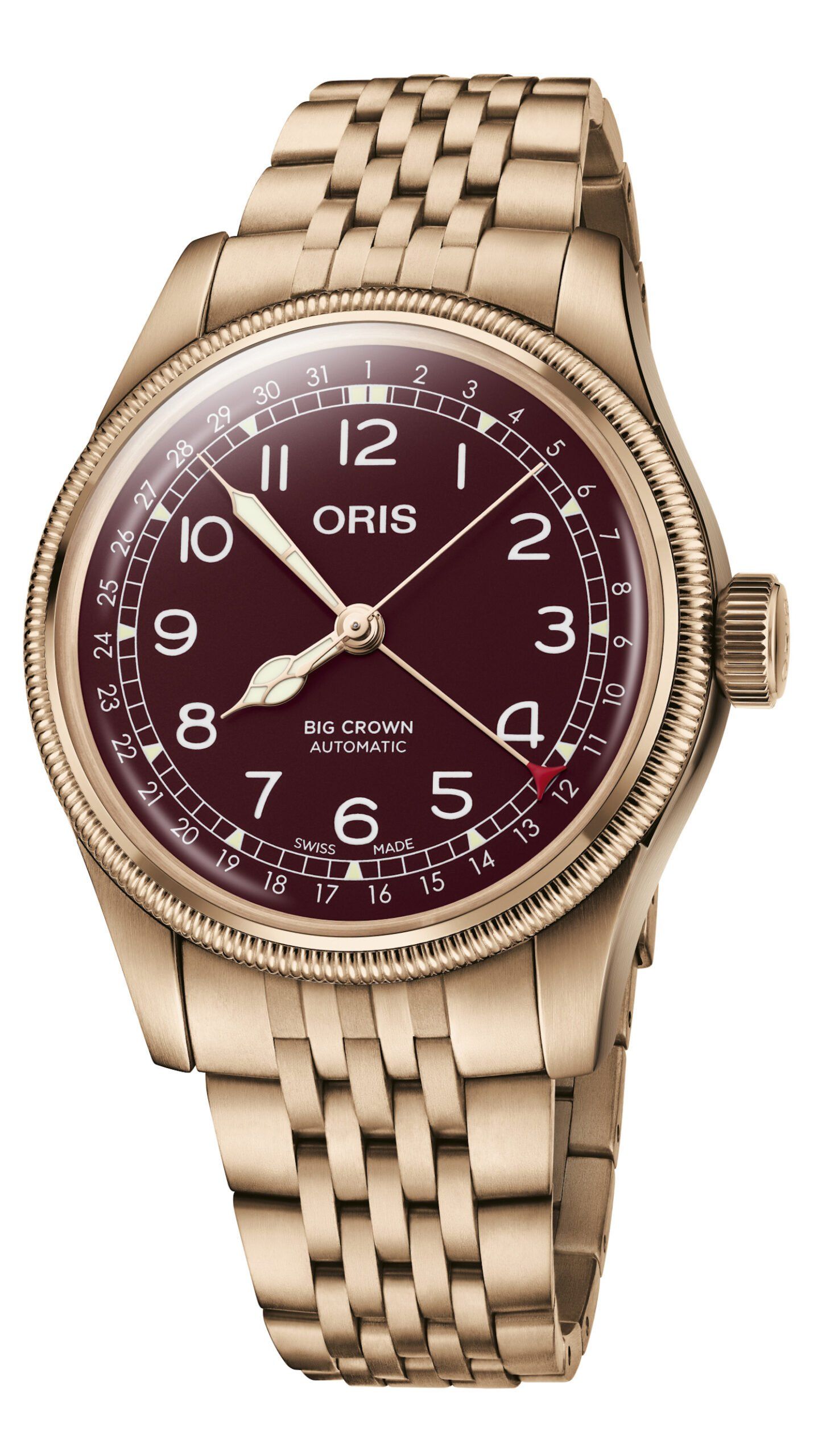 Oris Big Crown Bronze Pointer Date Maroon Watch