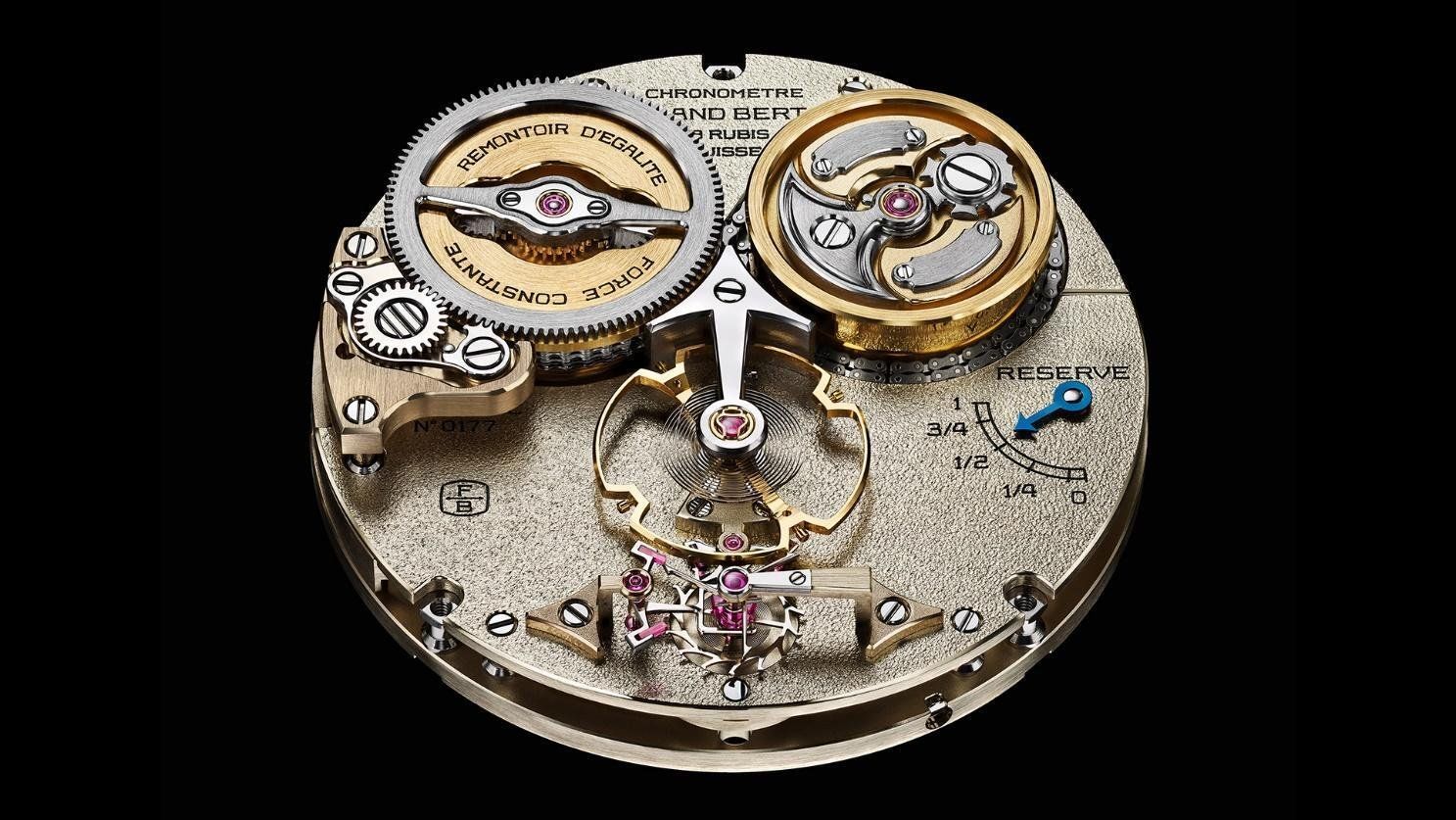 A fusee-and-chain transmission serving constant force for escapement on the Ferdinand Berthoud FB-RE.FC caliber acts like an infinitely variable automatic reduction gearbox for greater chronometry precision, source - Ferdinand Berthoud