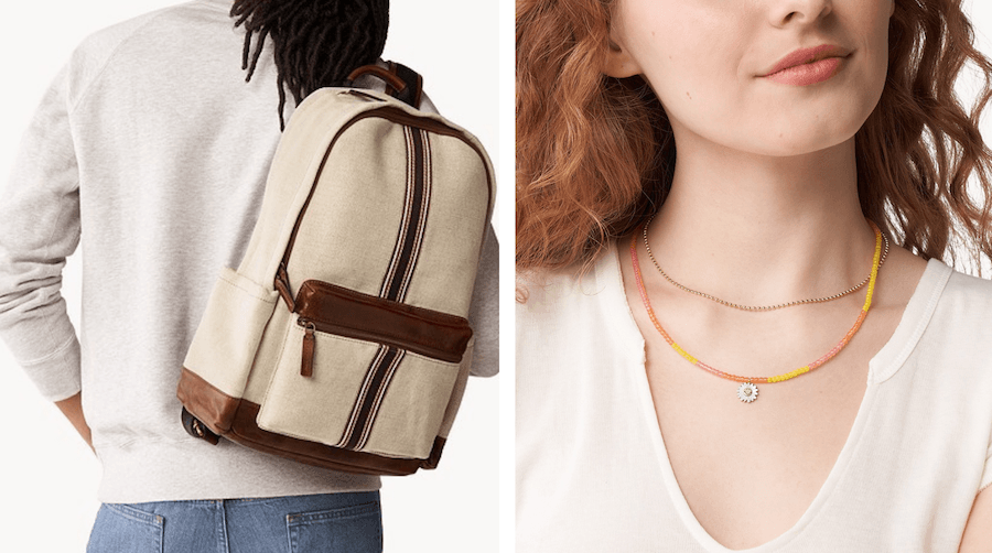Fossil bag; Fossil X Smiley necklace