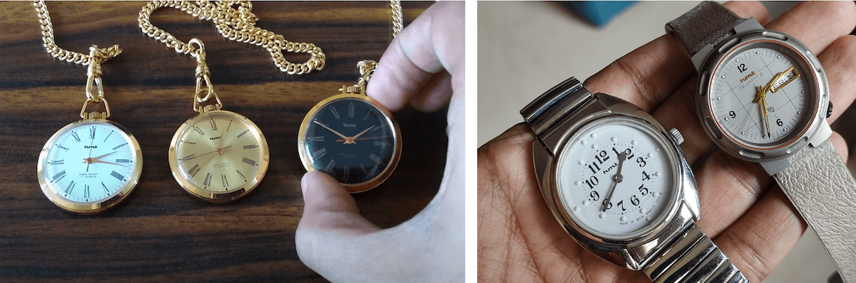 HMT Pocket watches (left) HMT Braille and HMT Diver's watch made in Ranibagh factory.