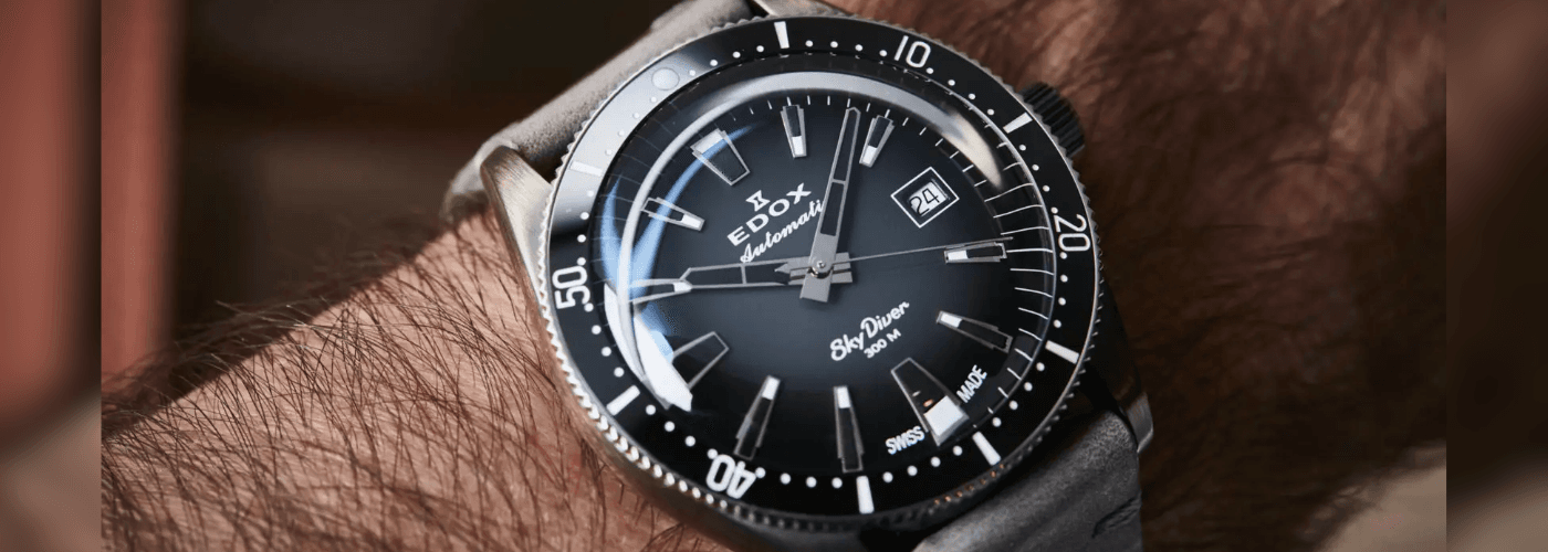 Edox SkyDiver 38 Date Automatic black dial