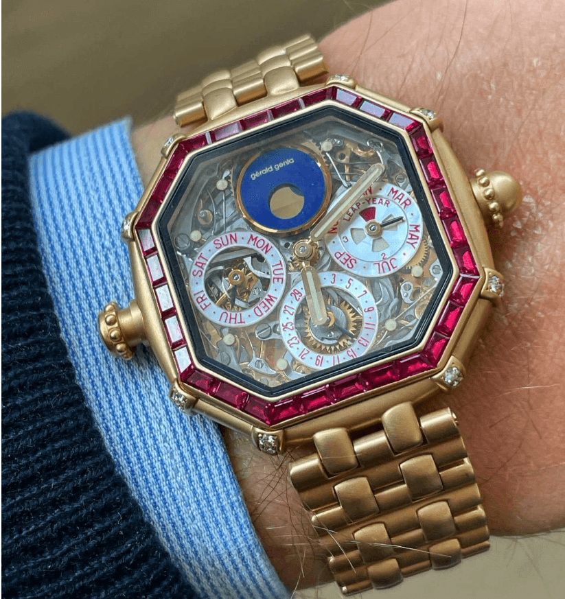 Vintage Gerald Genta Ruby and diamond set perpetual calendar minute repeater from the 1980’s