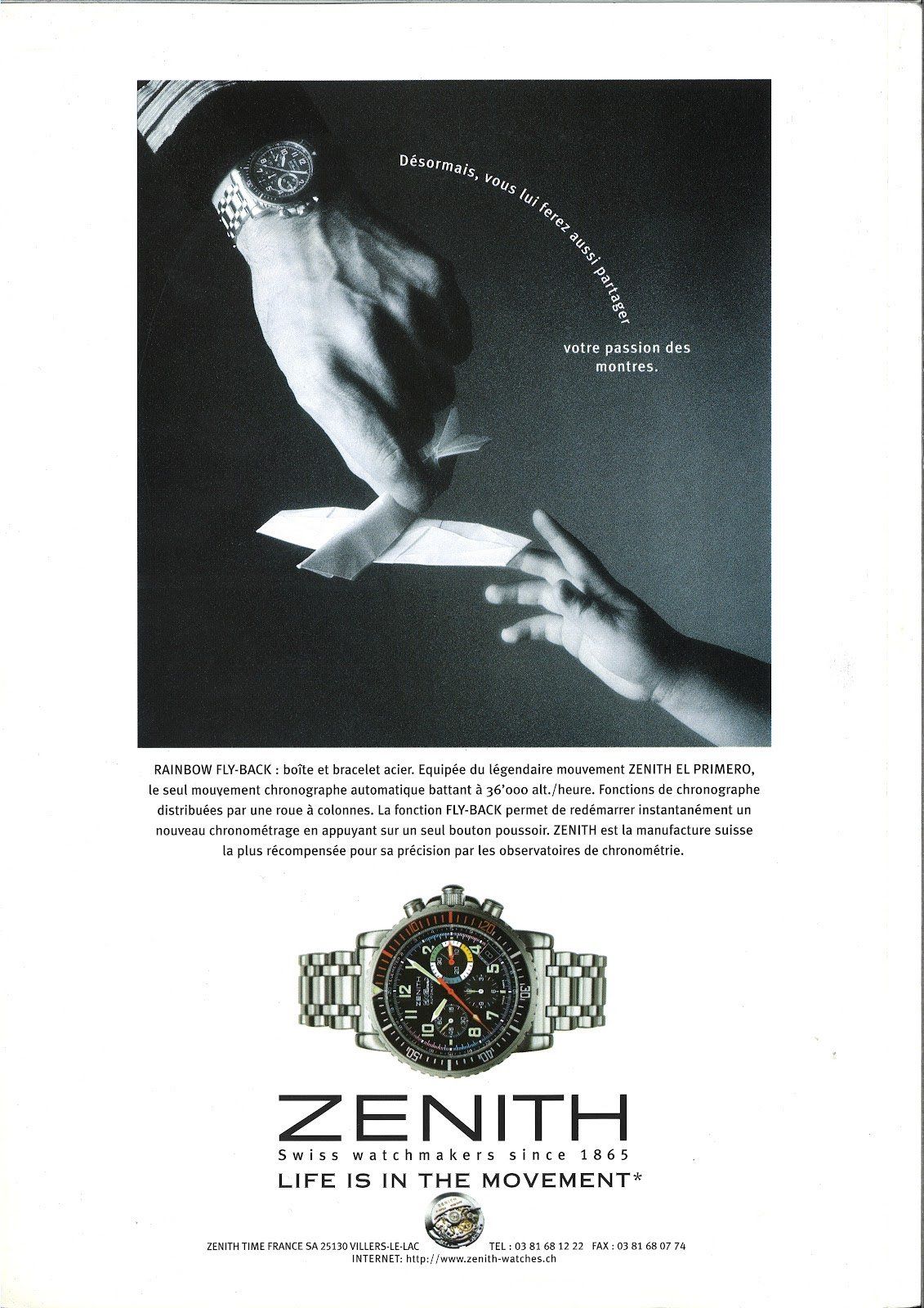 ZENITH HERITAGE Rainbow Fly-Back Ad from 1998