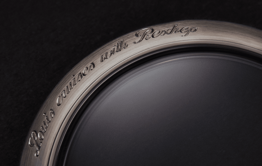 Louis cruises with Rexhep engraved on the caseback marking this unique collaboration 