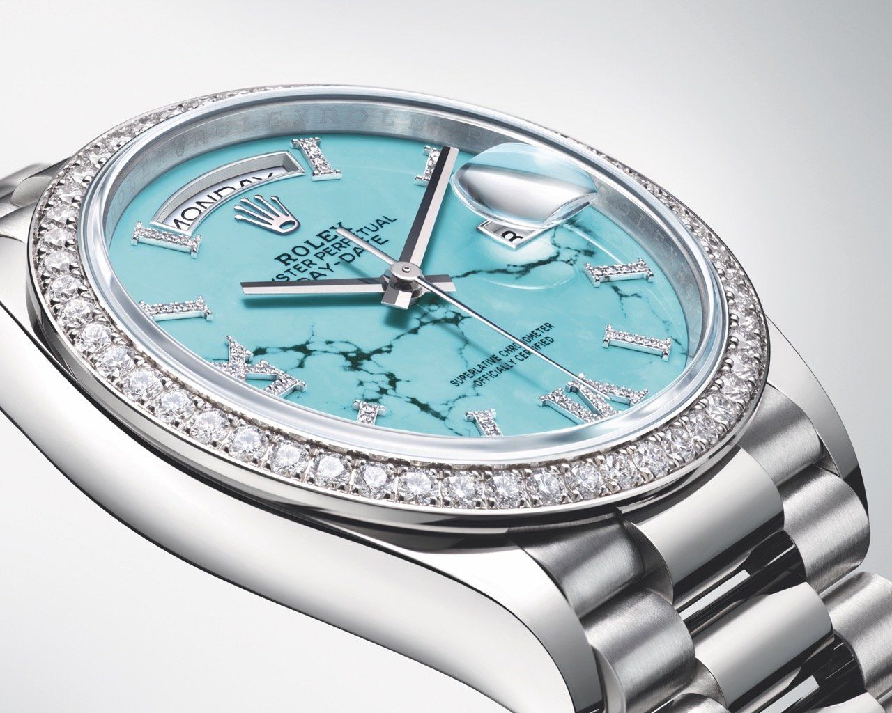 All the new Day-Date 36 models feature a Presidential bracelet with three-link construction