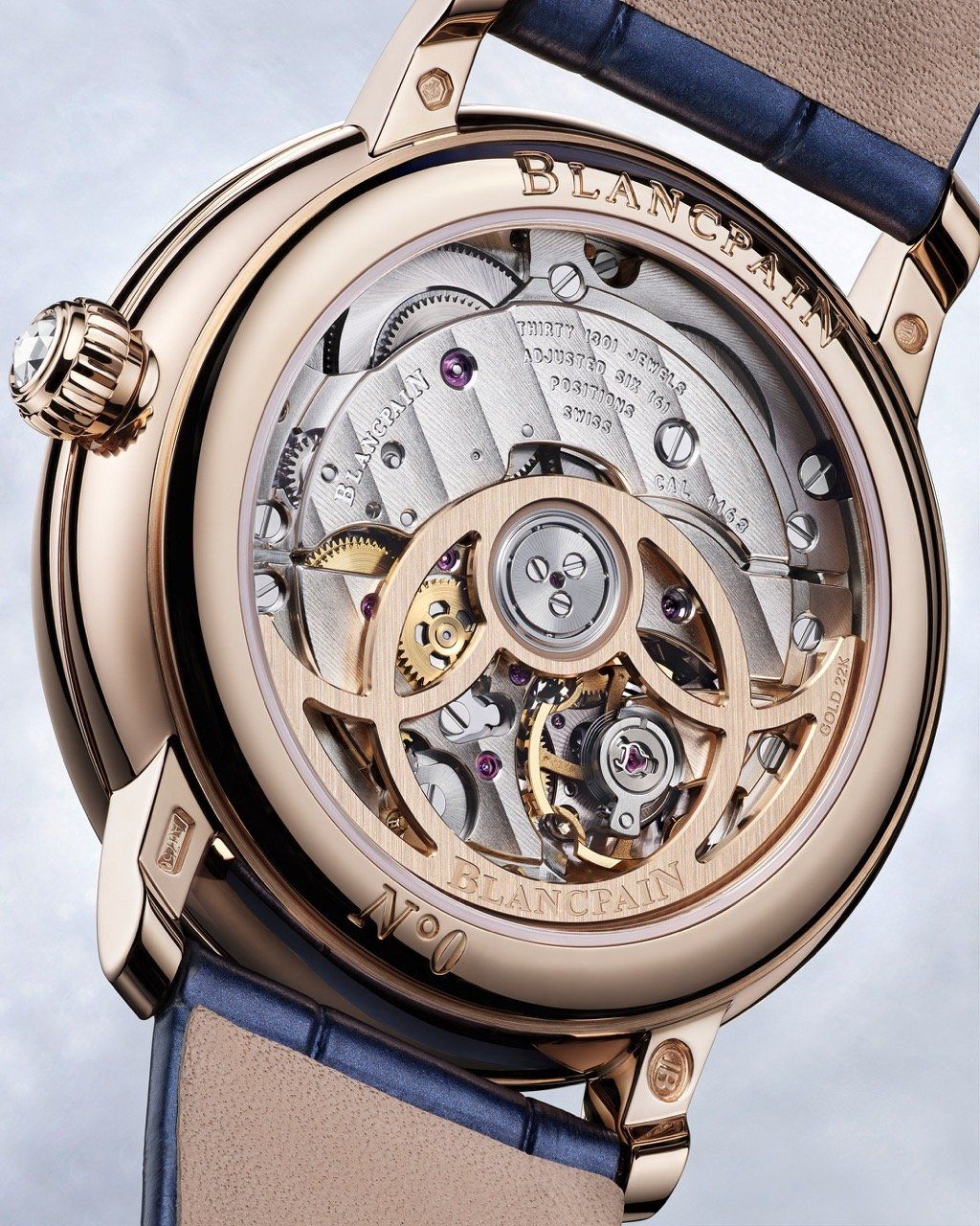 Blancpain’s caliber 1163 and caliber 1163L power the small seconds and moon-phase models