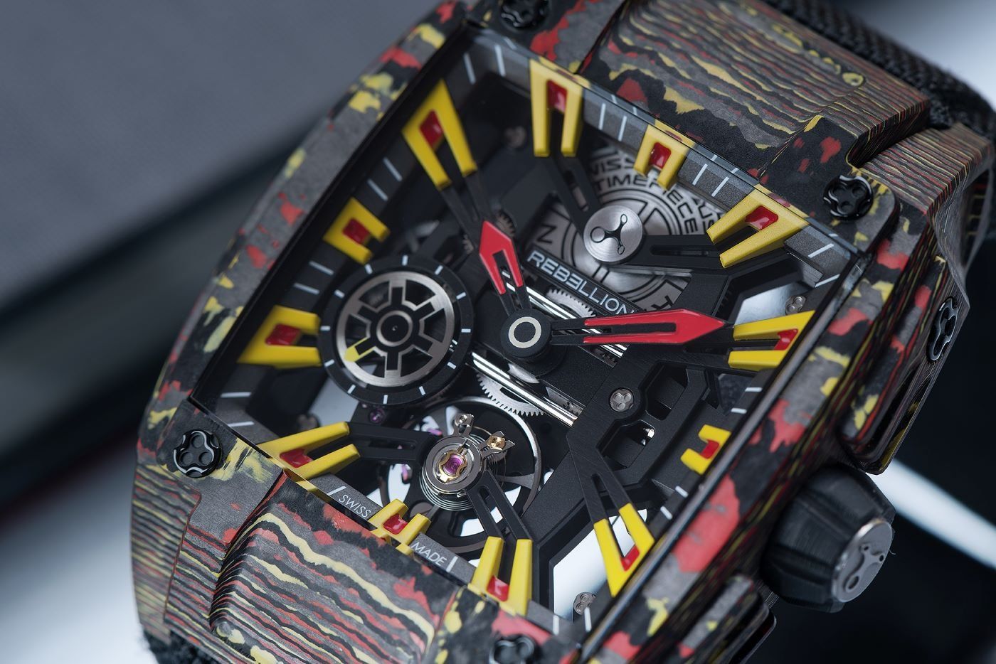 The face of the Re-Volt features an open-worked design that focused on the manufacture's caliber